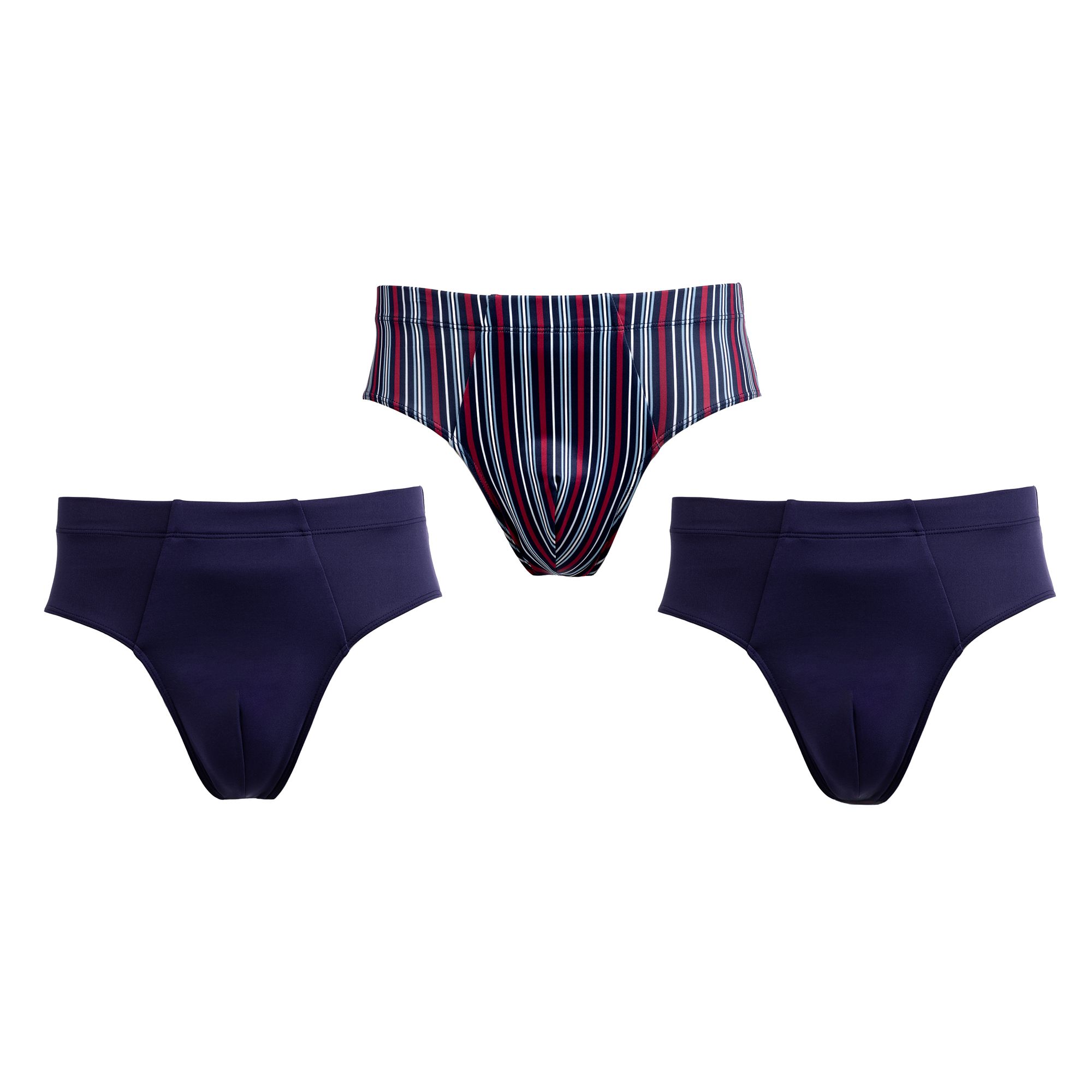 MEN'S TOUCH 3-er Pack Slips Mikrofaser Rundumdehnbund 2x uni, 1x bedruckt