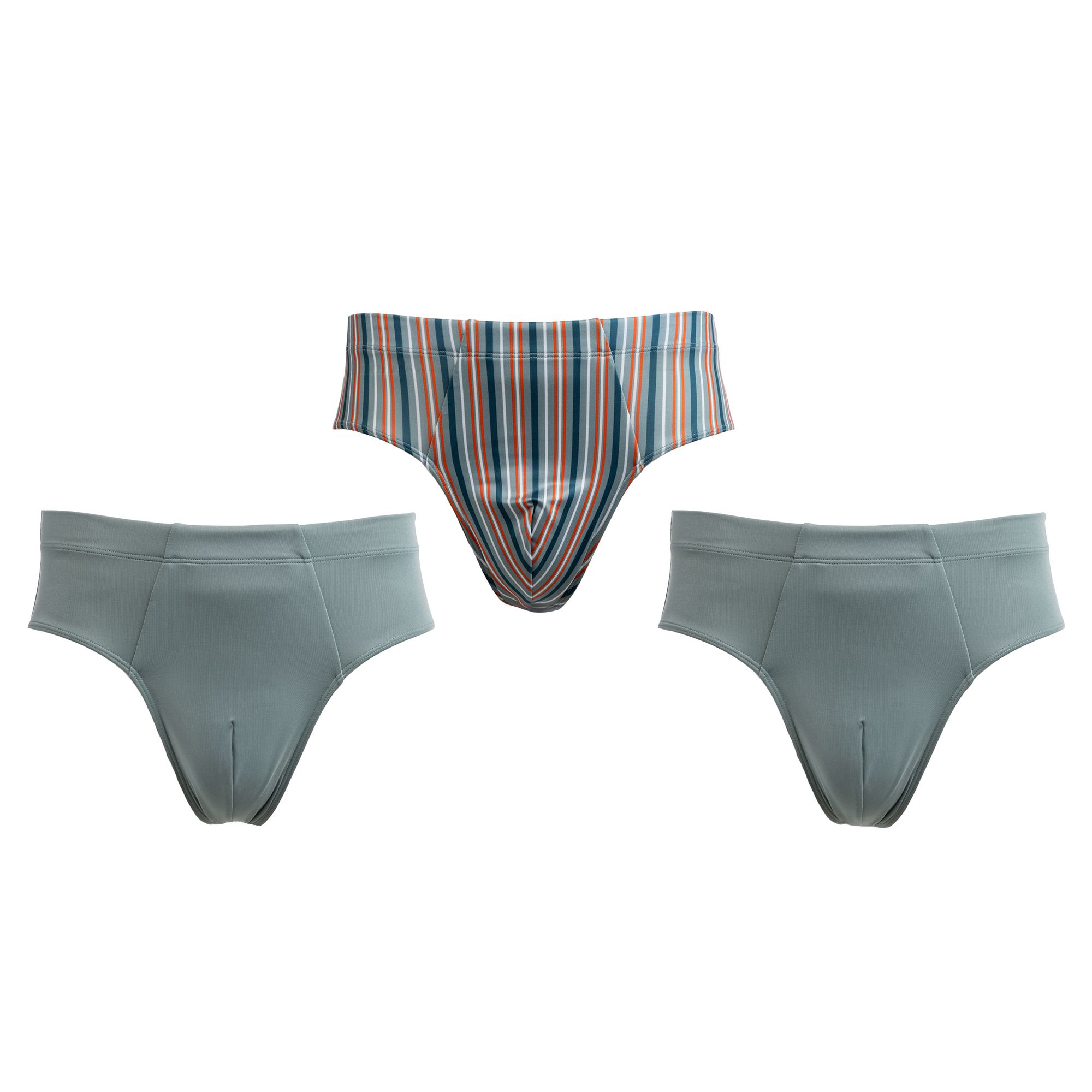 MEN'S TOUCH 3-er Pack Slips Mikrofaser Rundumdehnbund 2x uni, 1x bedruckt