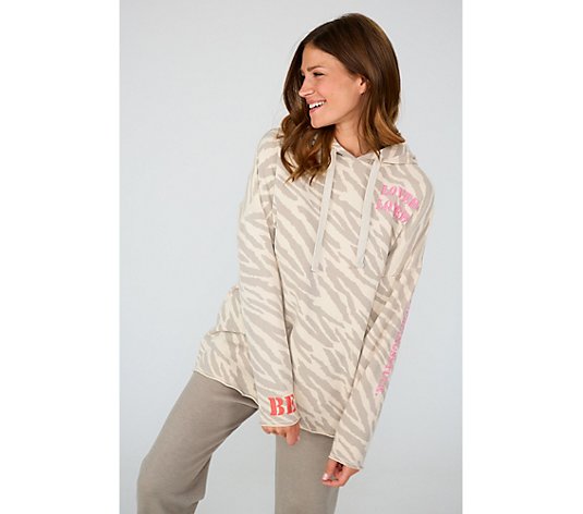 LIEBLINGSSTÜCK® Sweatshirt, 1/1-Arm Rundhalsausschnitt mit Kapuze Zebradruck