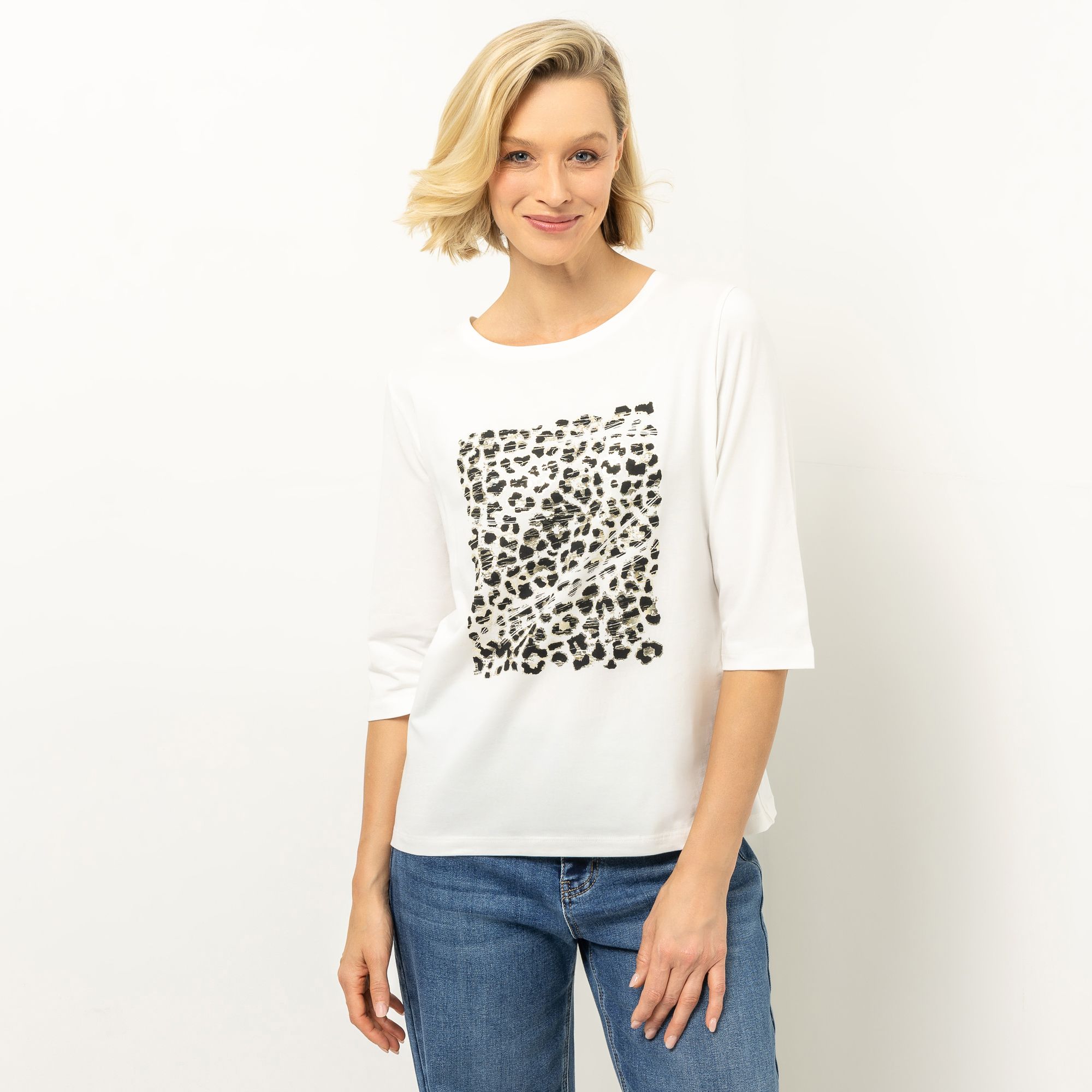 VIA MILANO Shirt, 3/4-Arm Rundhalsausschnitt platzierter Druck figurumspielend
