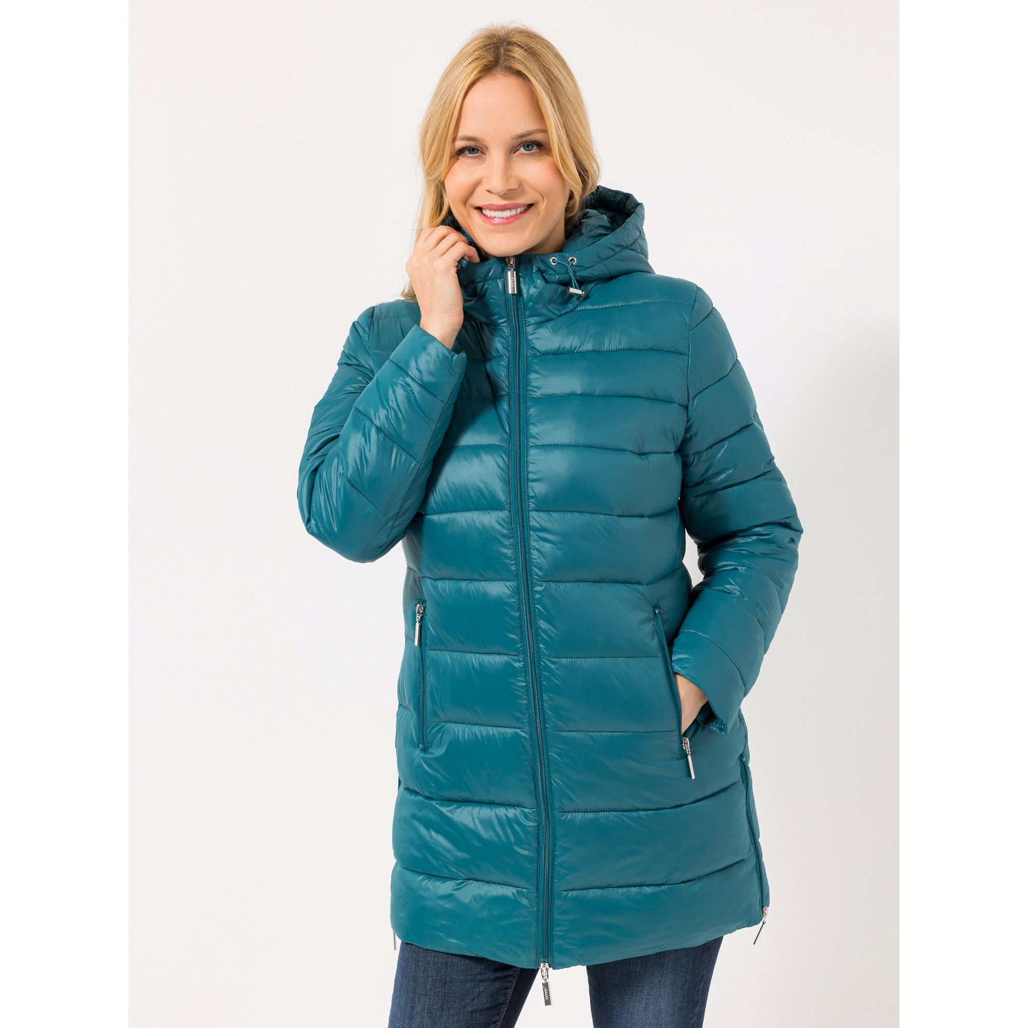 DENIM & CO. Jacke, 1/1-Arm 2-Wege-Reißverschluss Wattiert Kapuze