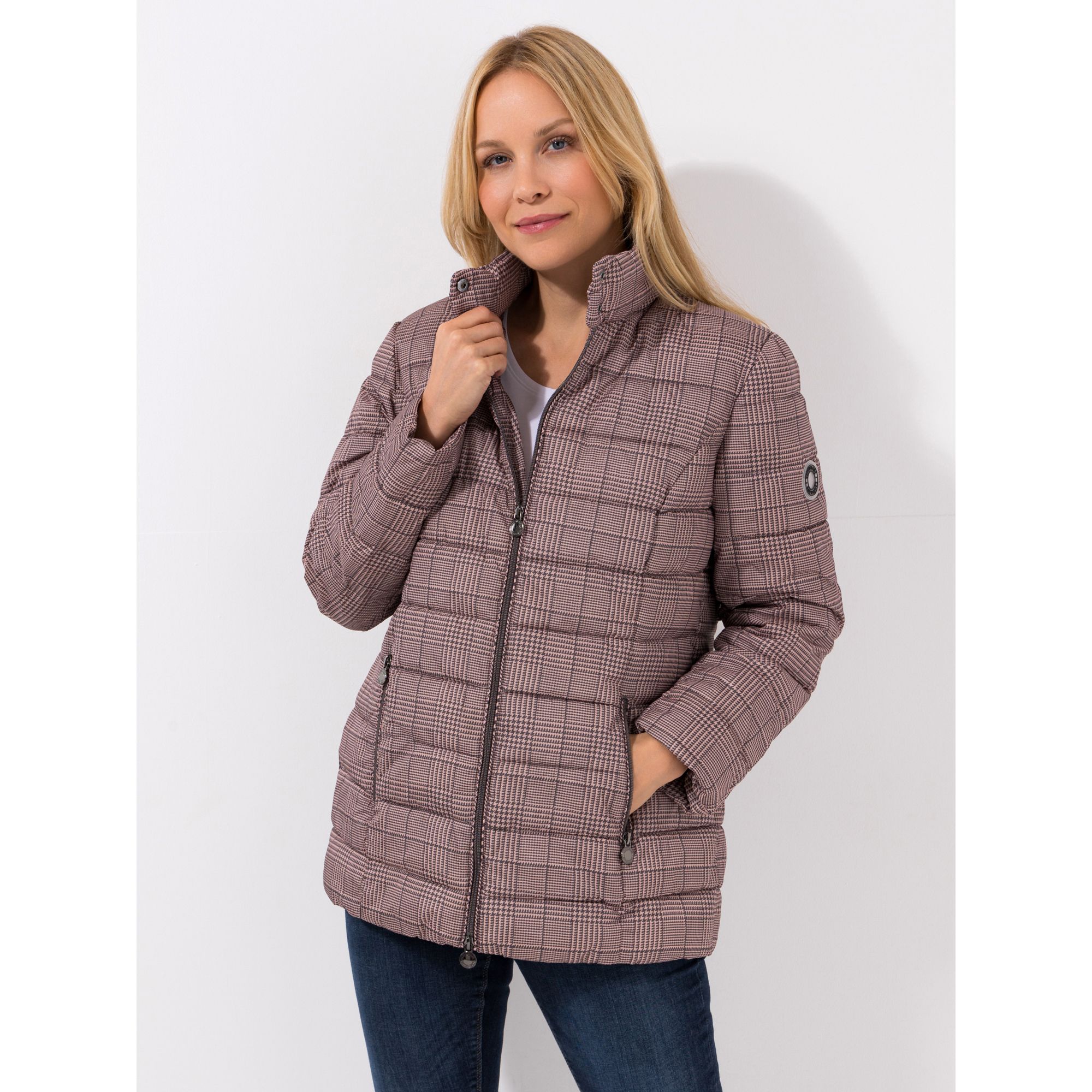 CENTIGRADE Steppjacke Stehkragen 2-Wege-Zipper Karodruck