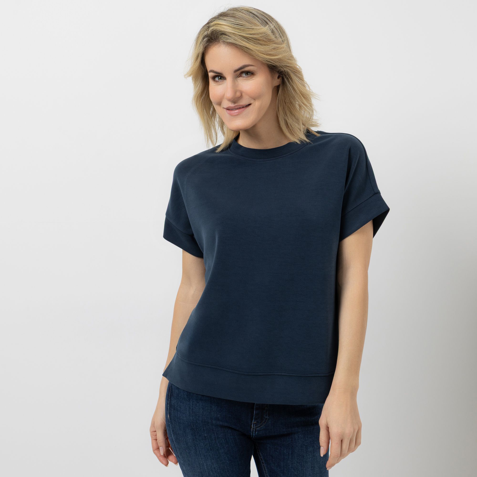 AMINATI® Shirt, 1/2-Arm Rundhalsausschnitt Seitenschlitze Logo-Details