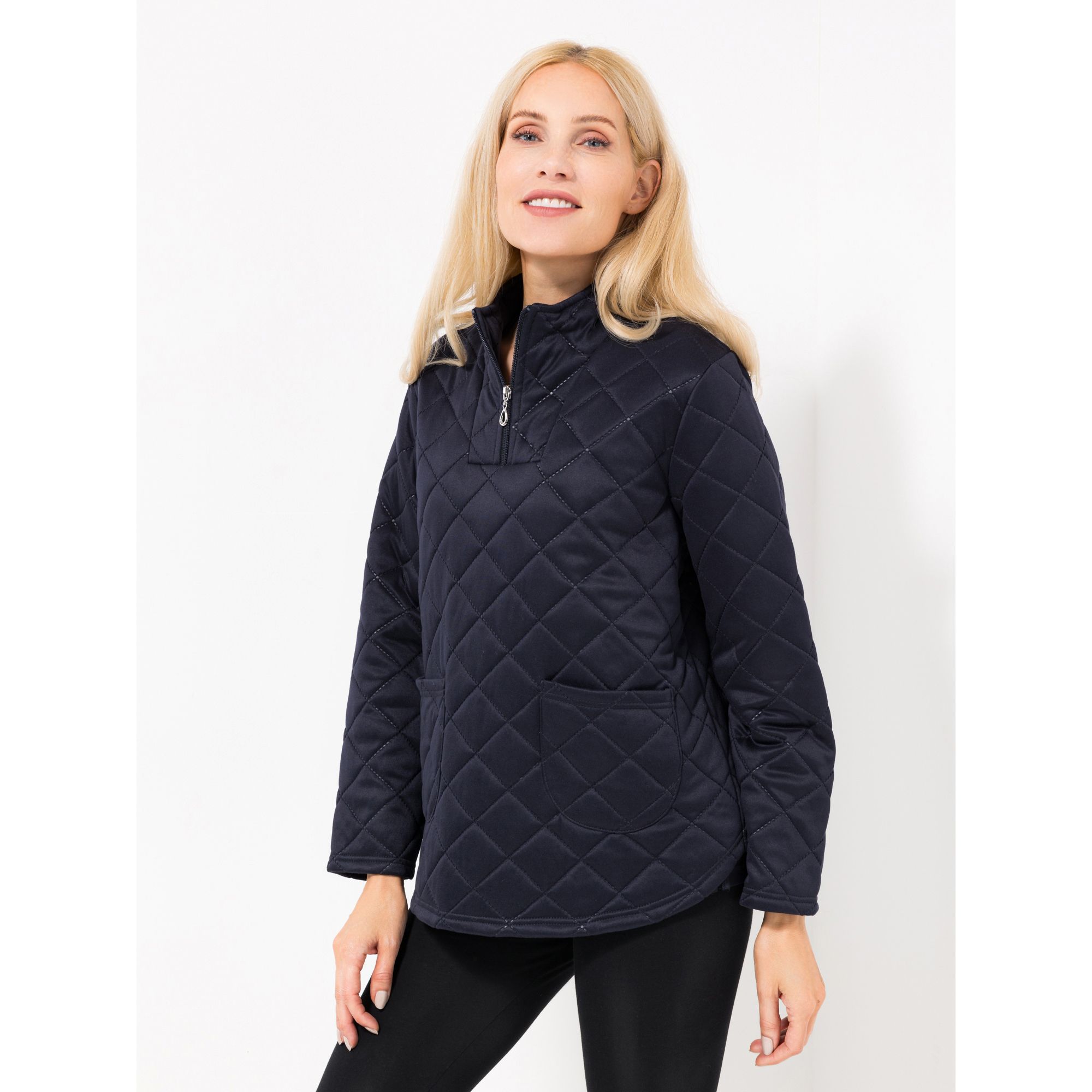 JERYMOOD HOMEWEAR Troyer, 1/1-Arm Mikrofaser gesteppt aufgesetzte Tasche