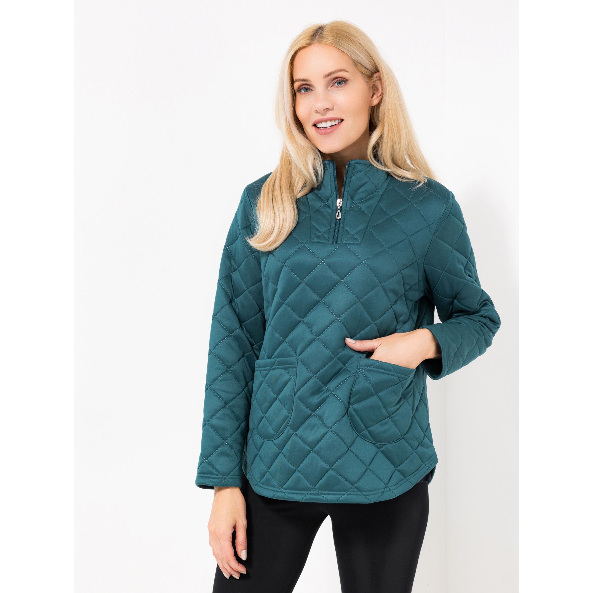 JERYMOOD HOMEWEAR Troyer, 1/1-Arm Mikrofaser gesteppt aufgesetzte Tasche