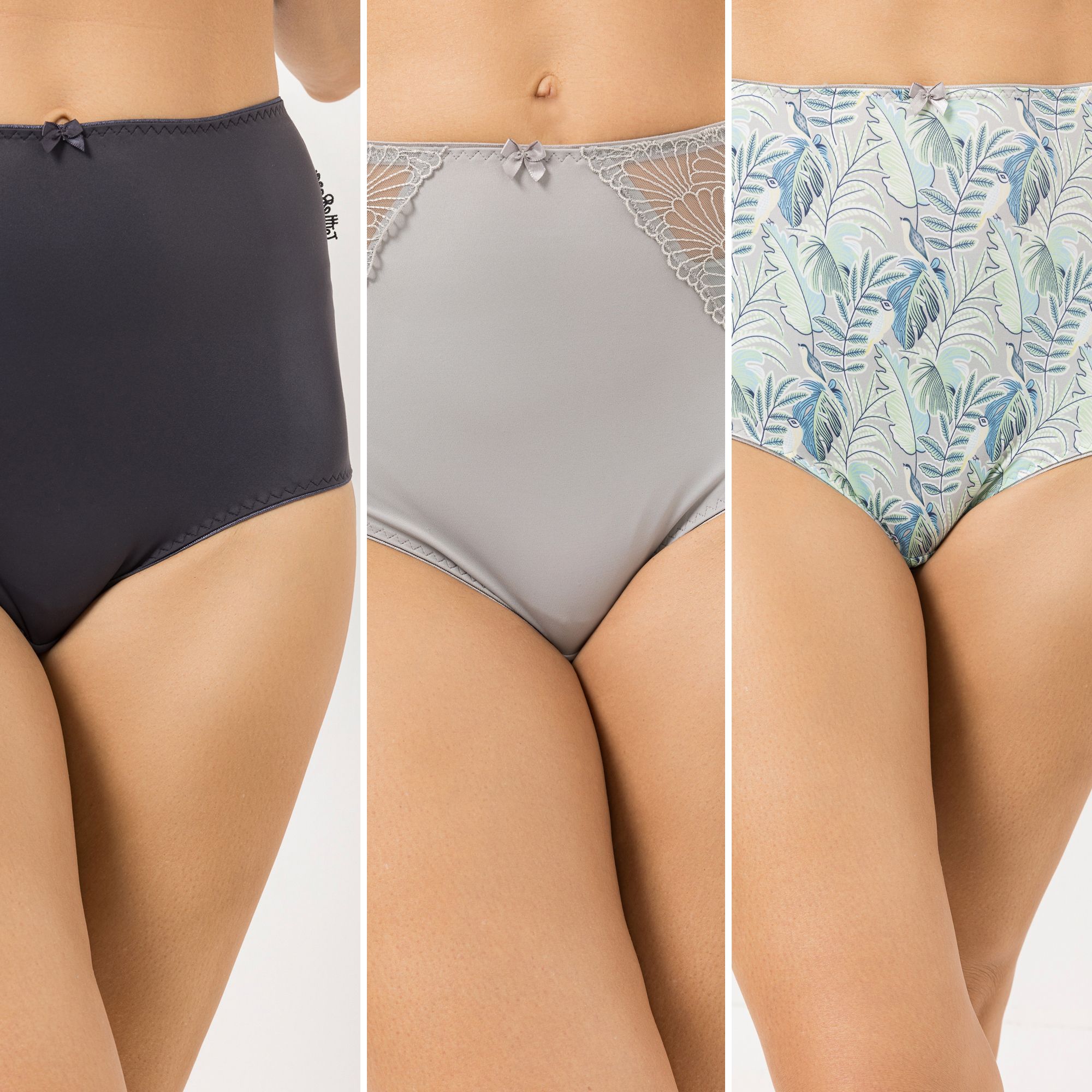 LITTLE ROSE 3 Maxislips Mikrofasermischung 1x bedruckt, 1x uni, 1x mit Spitze