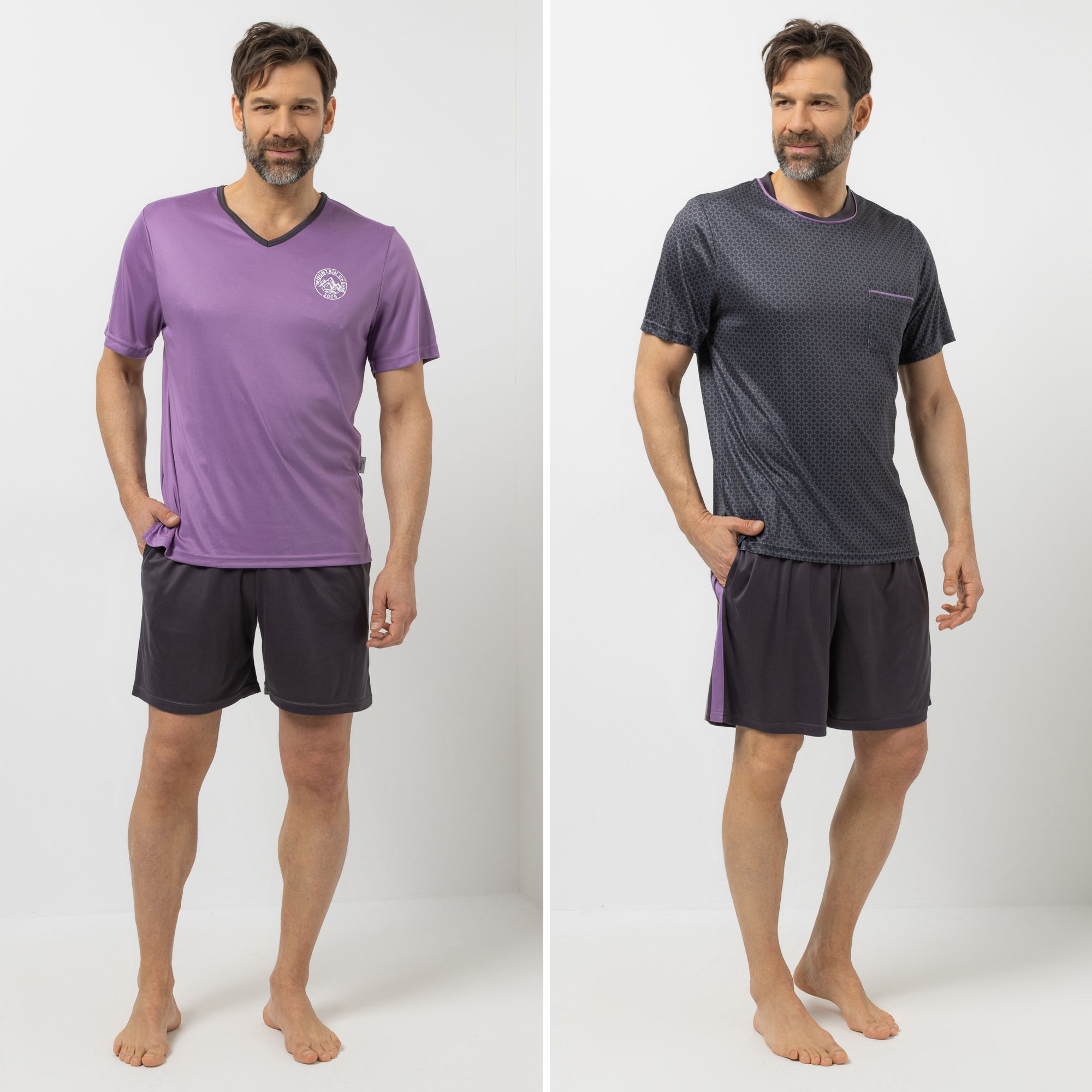 MEN'S TOUCH Pyjama-Set Shirt und Hose 1/2-Arm & Shorty mit Brusttasche