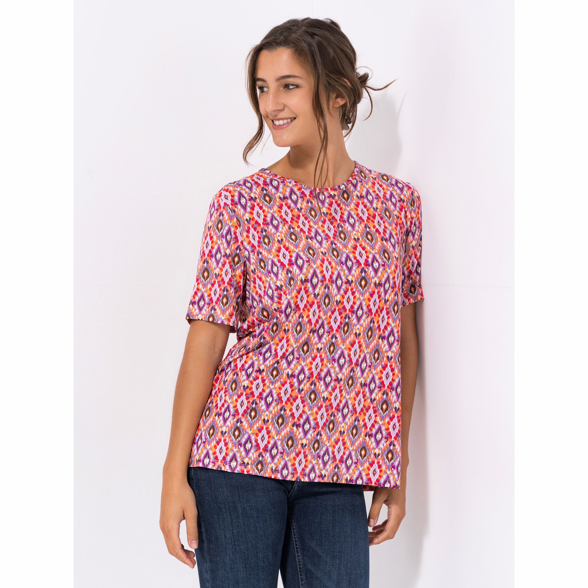 IN-PRINT Shirt 1/2-Arm Rundhalsausschnitt Seitenschlitze