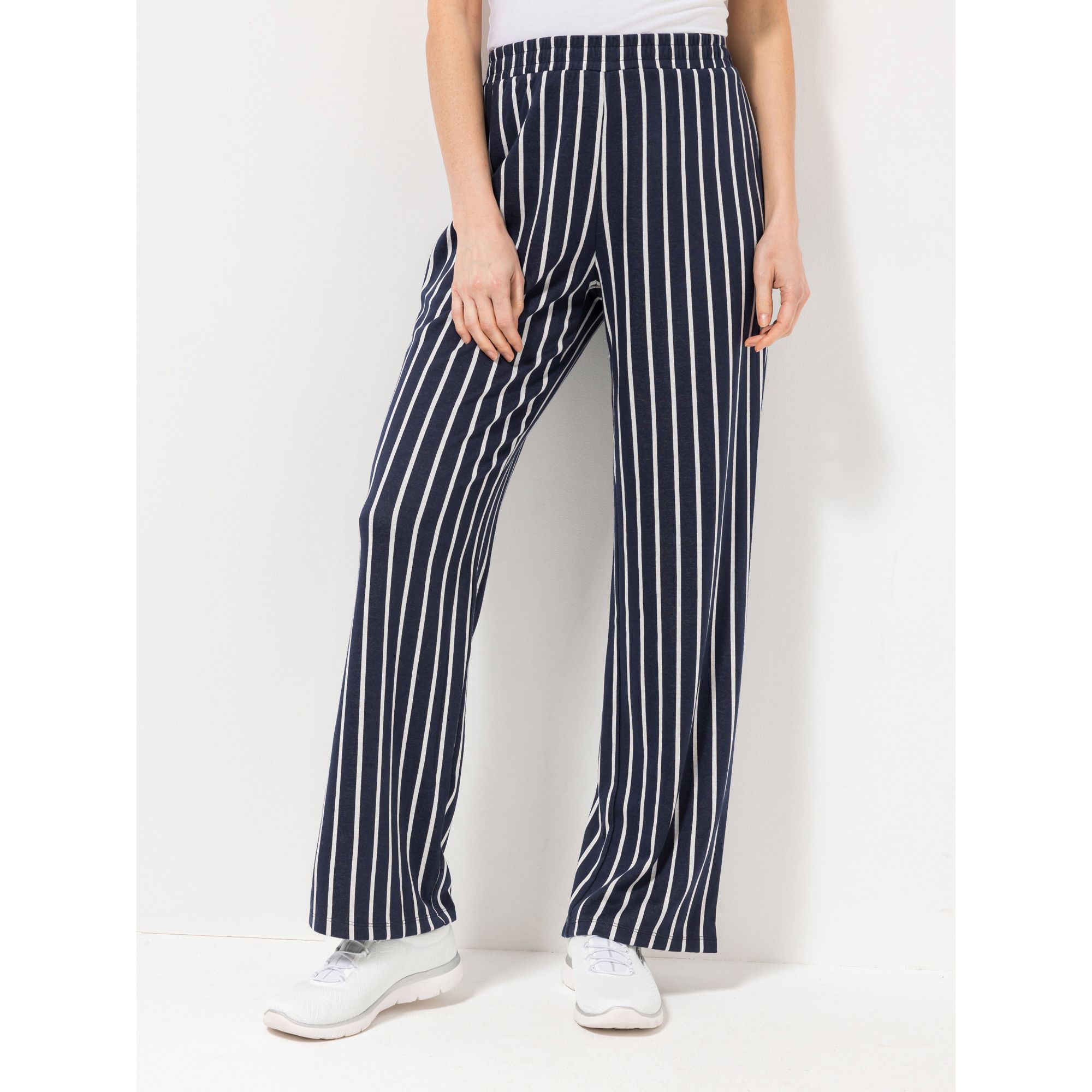 VIA MILANO Hose, 1/1-Länge Rundumdehnbund weites Bein Streifen