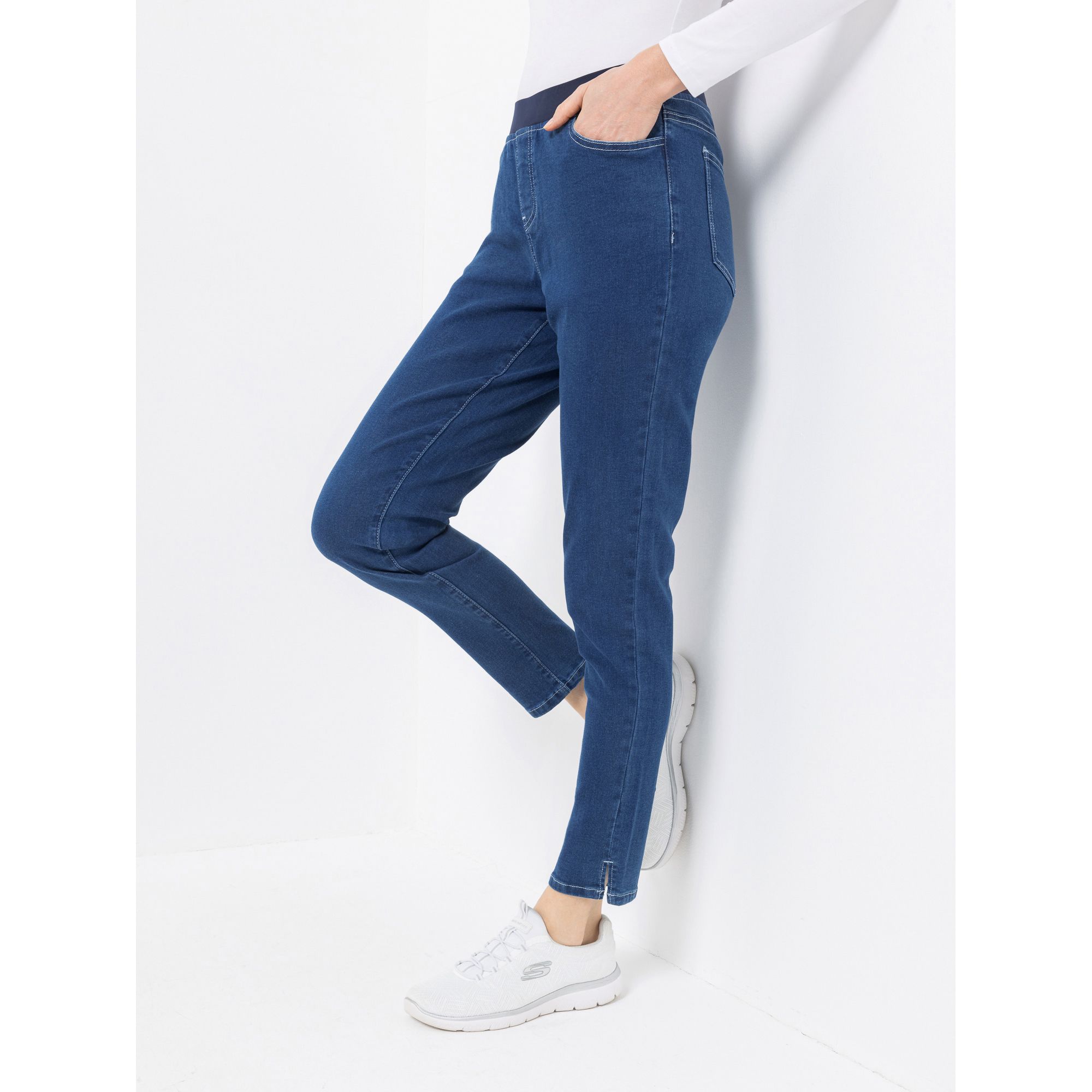DENIM & CO. Jeggings knöchellang Rundumdehnbund Seitenschlitze