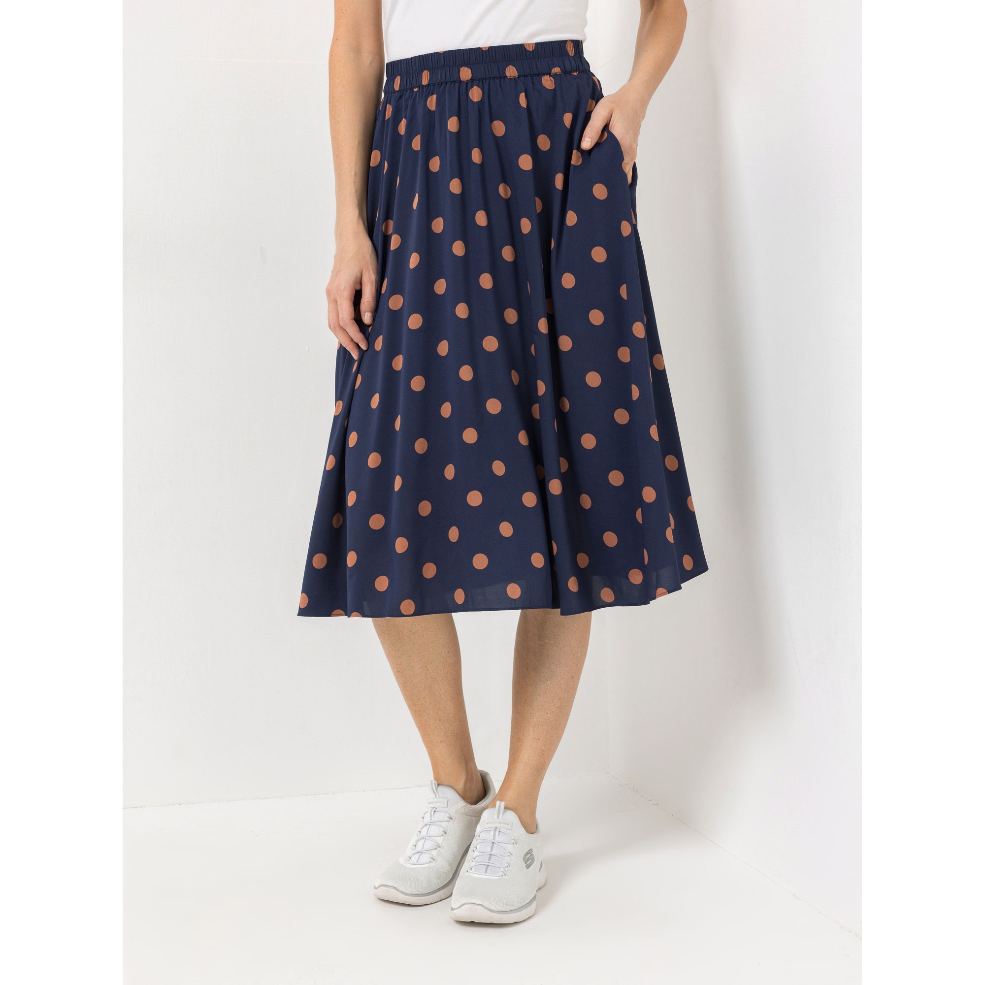 VIA MILANO Rock, Midi-Länge Rundumdehnbund Allover-Print wadenumspielend