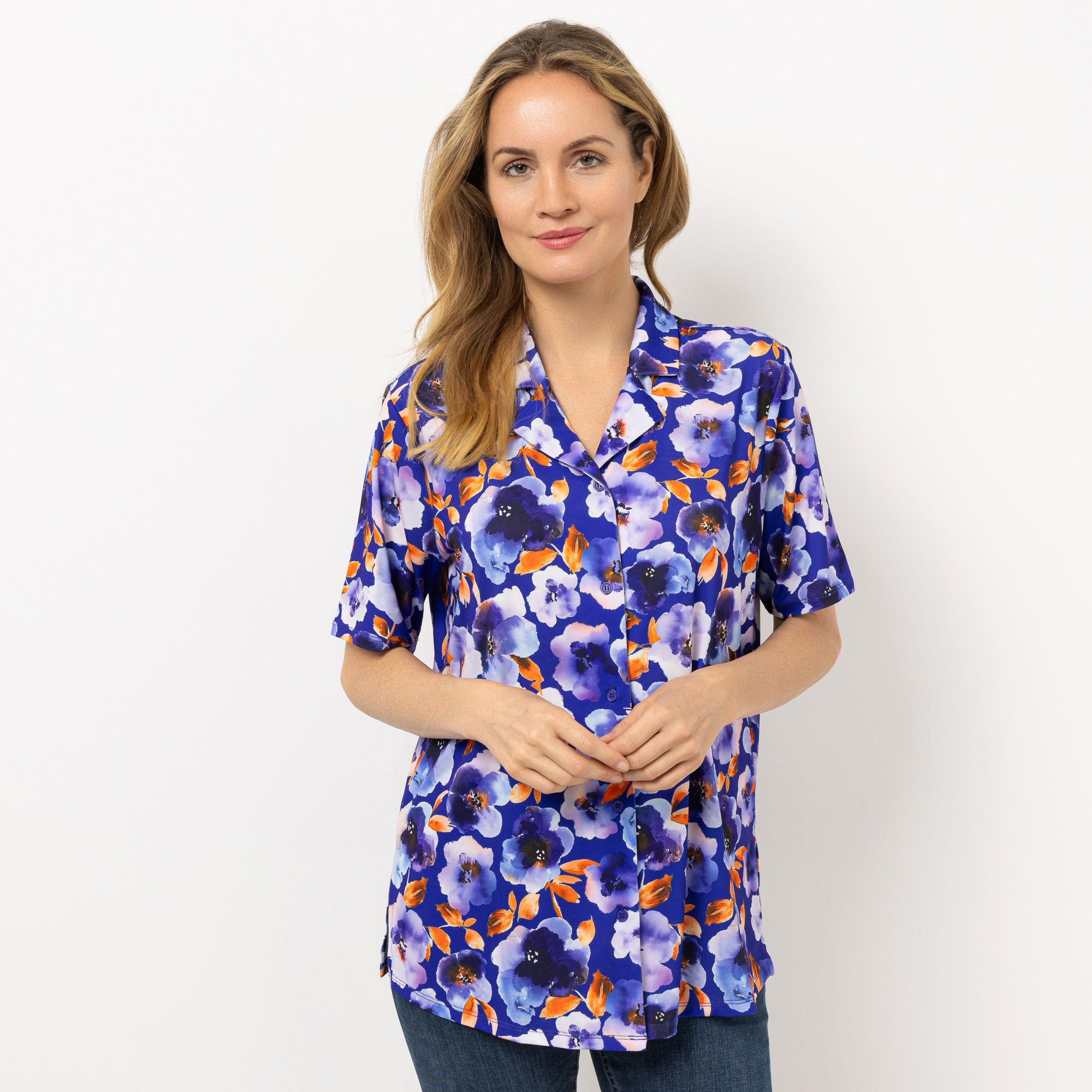 IN-PRINT Bluse, 1/2-Arm Hemdkragen geknöpft Leger weit