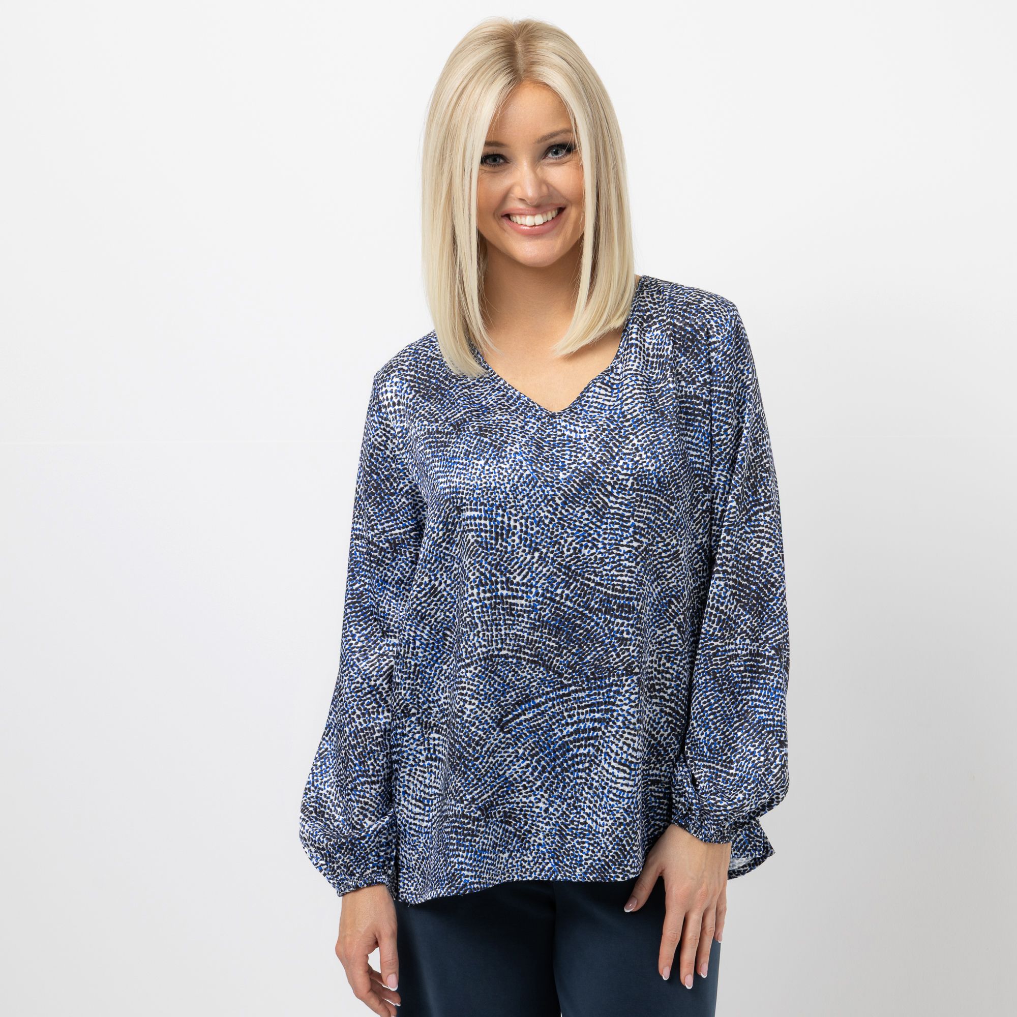 AMINATI® Bluse, Langarm V-Ausschnitt Seitenschlitze Allover-Druck