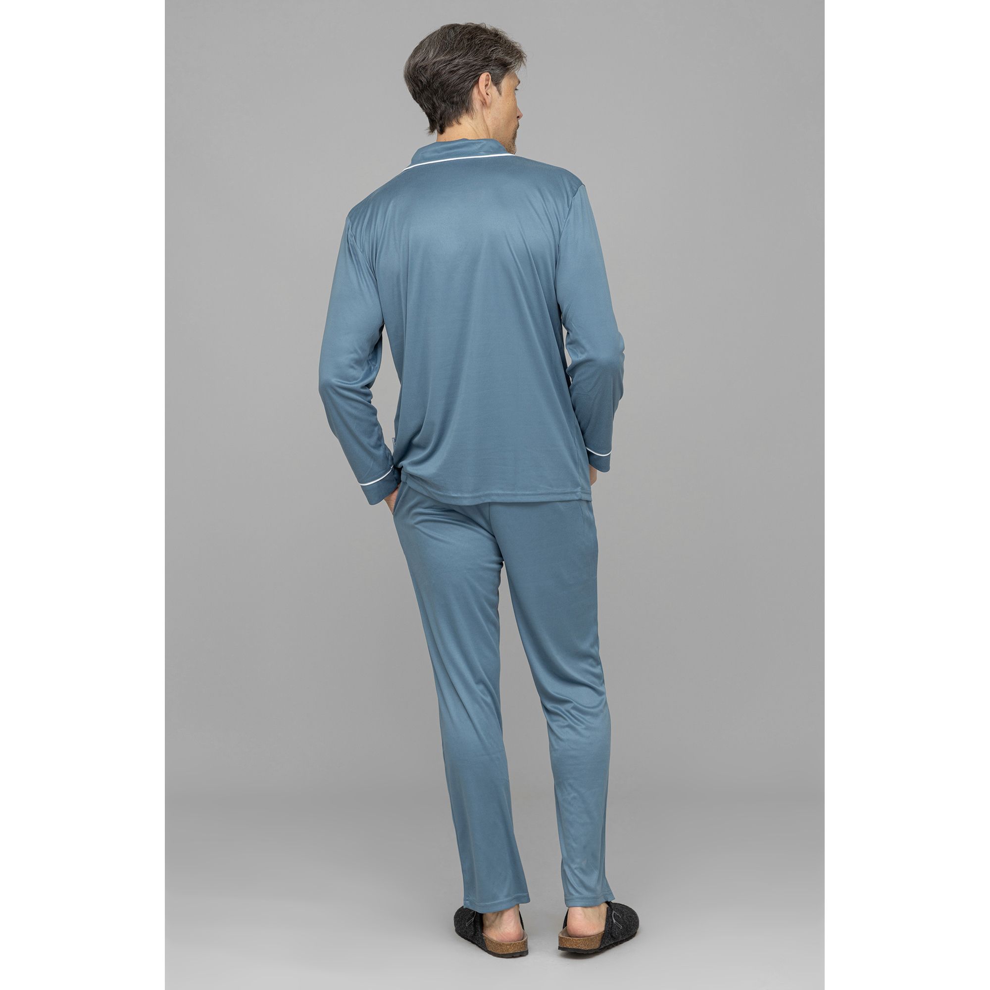 MEN'S TOUCH Pyjama Set, 1/1-Arm Mikrofaser Knopfleiste, 1/1-Hose Rundumdehnbund - QVC.de
