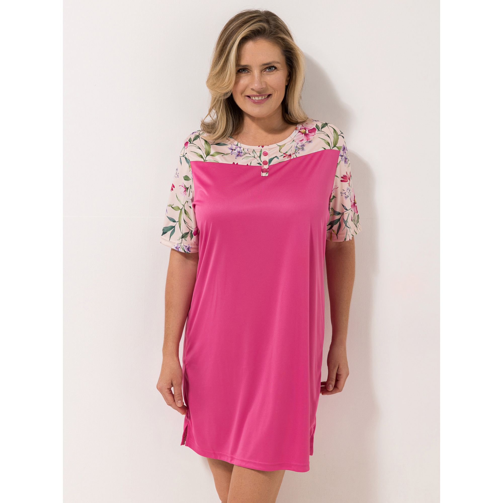 LITTLE ROSE Bigshirt, 1/2-Arm Mikrofaser Rundhalsausschnitt bedruckt