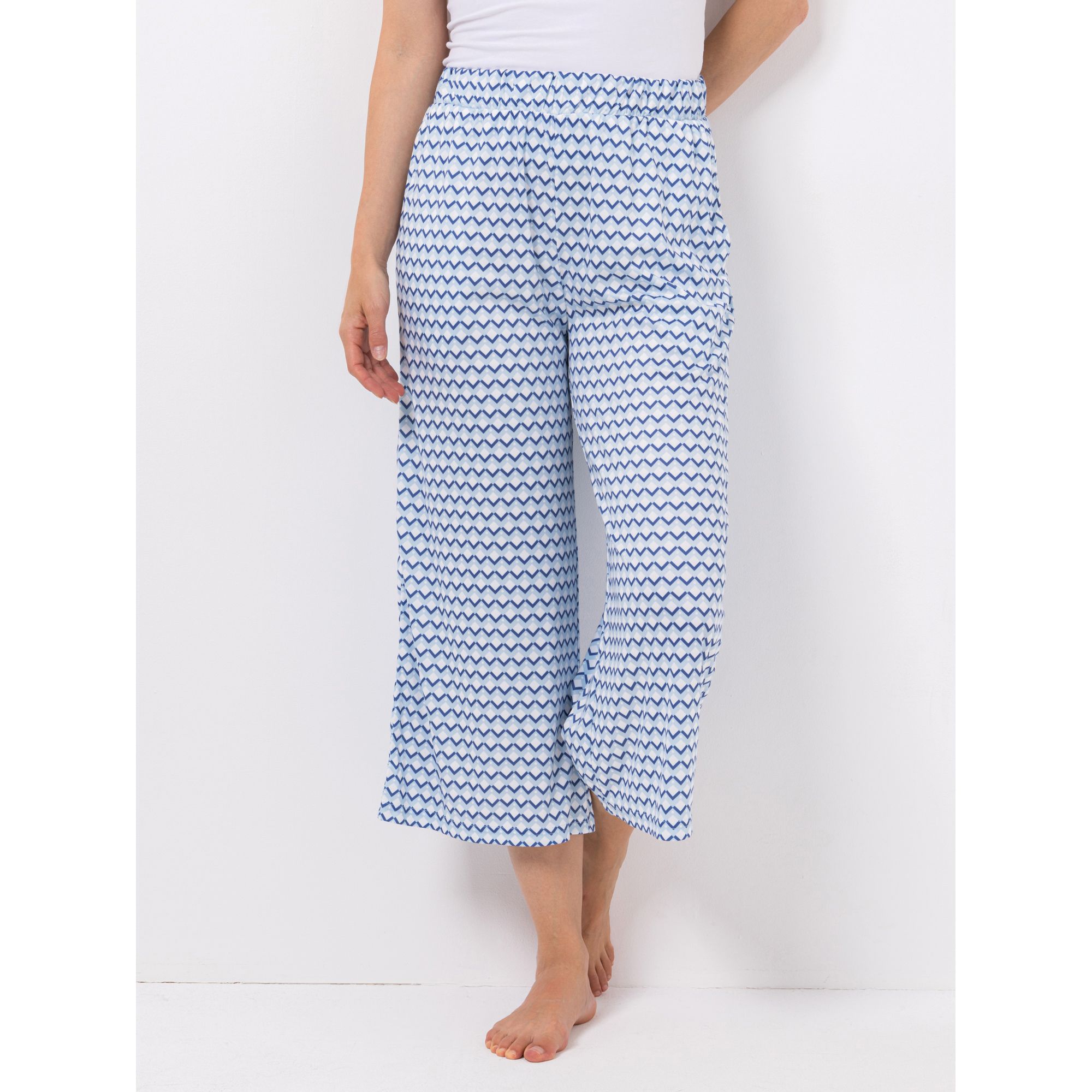 JERYMOOD HOMEWEAR Hose, 7/8-Länge Mikrofaser Seitentaschen Allover-Print