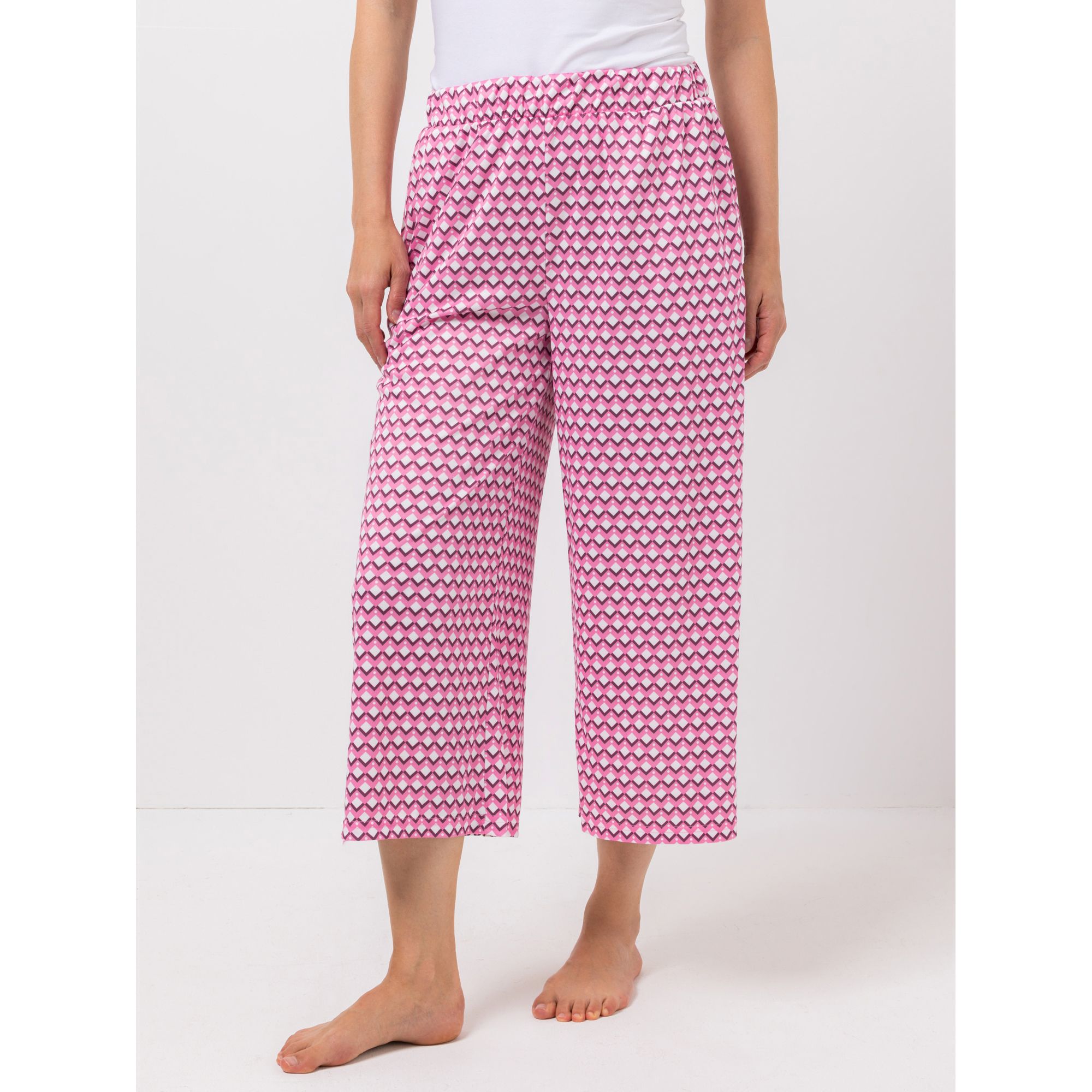 JERYMOOD HOMEWEAR Hose, 7/8-Länge Mikrofaser Seitentaschen Allover-Print