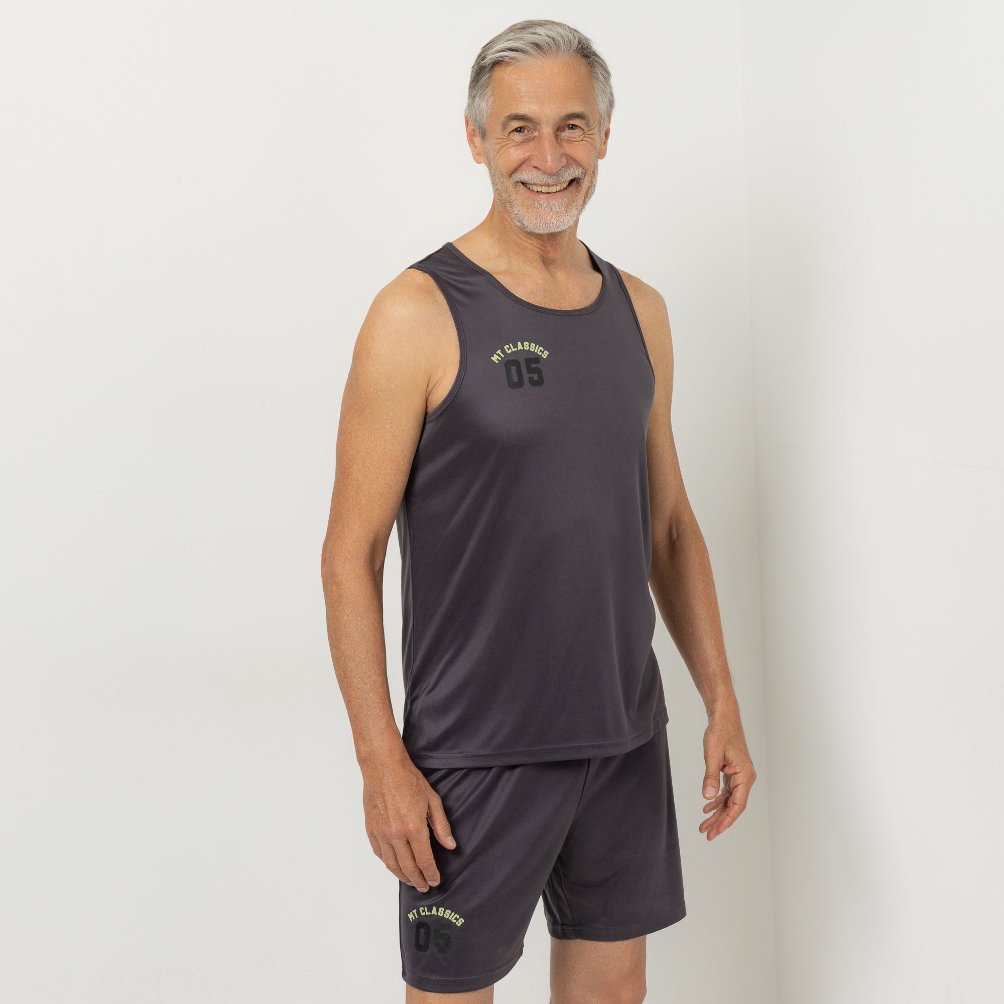 MEN'S TOUCH Pyjama-Set Tanktop und Shorty Mikrofaser Jersey Gummiprint