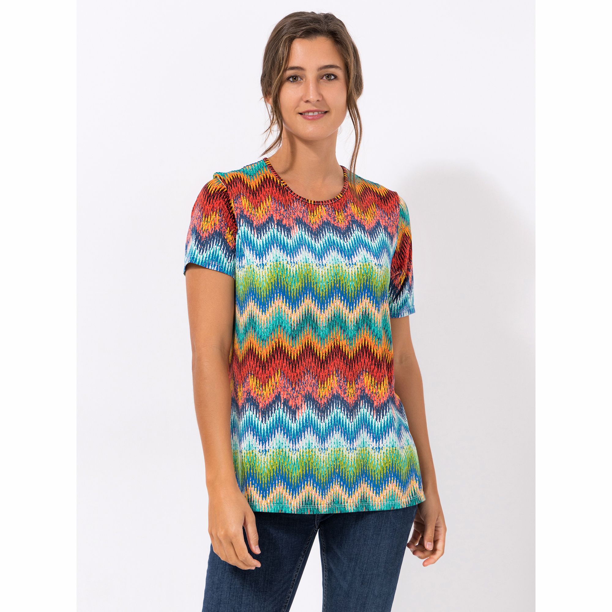 IN-PRINT Shirt 1/2-Arm Rundhalsausschnitt Seitenschlitze