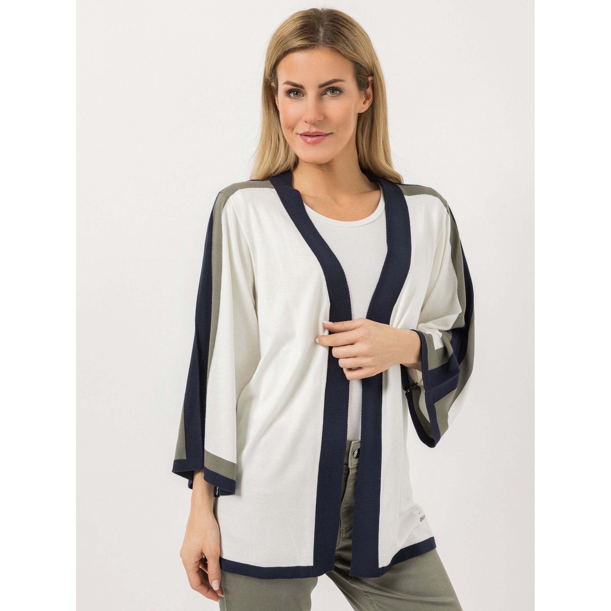 AMINATI® Cardigan, 3/4-Arm Kontraststreifen Kimonoform leger weit