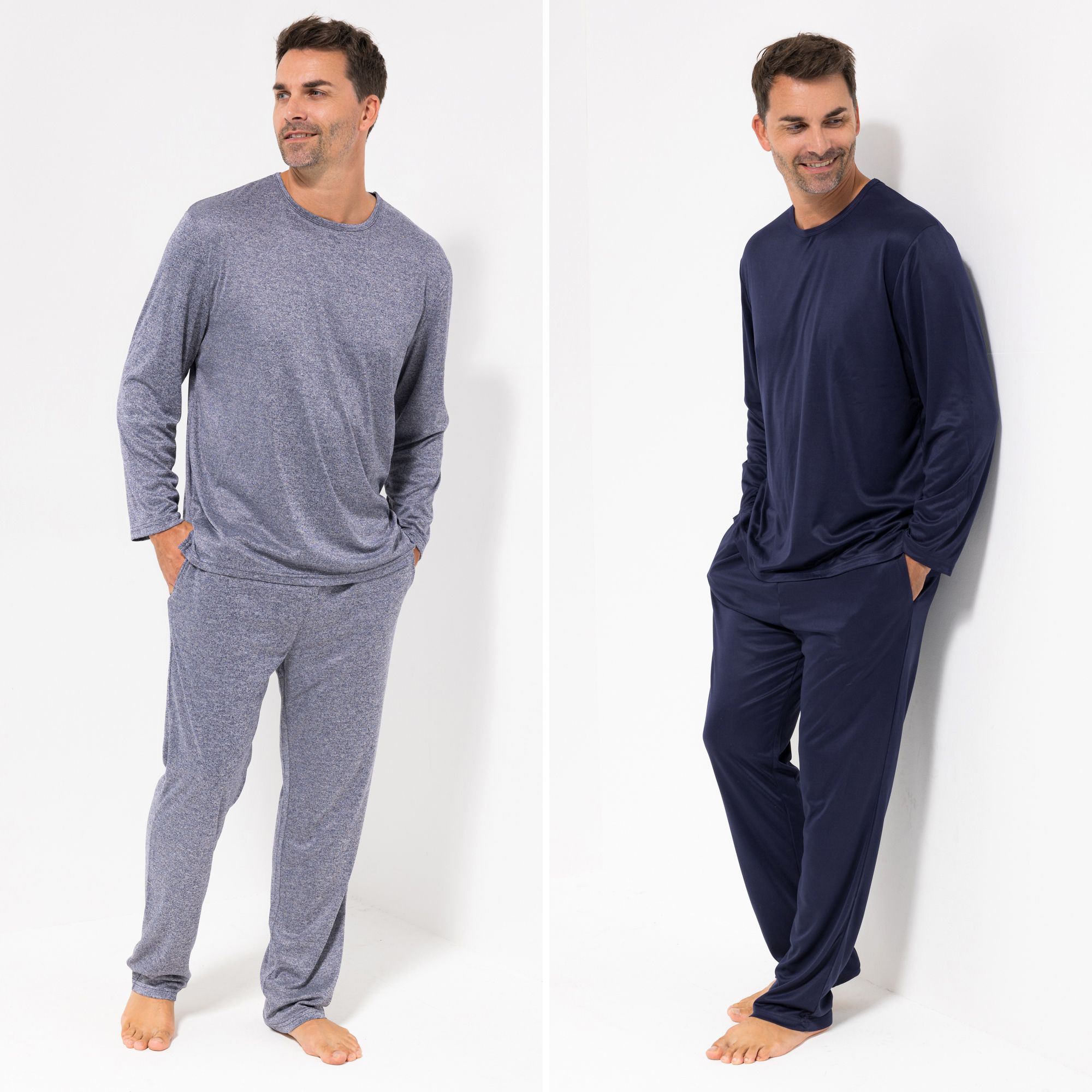 MEN'S TOUCH 2 Pyjama-Sets Mikrofaser Rundumdehnbund 1xuni, 1x meliert