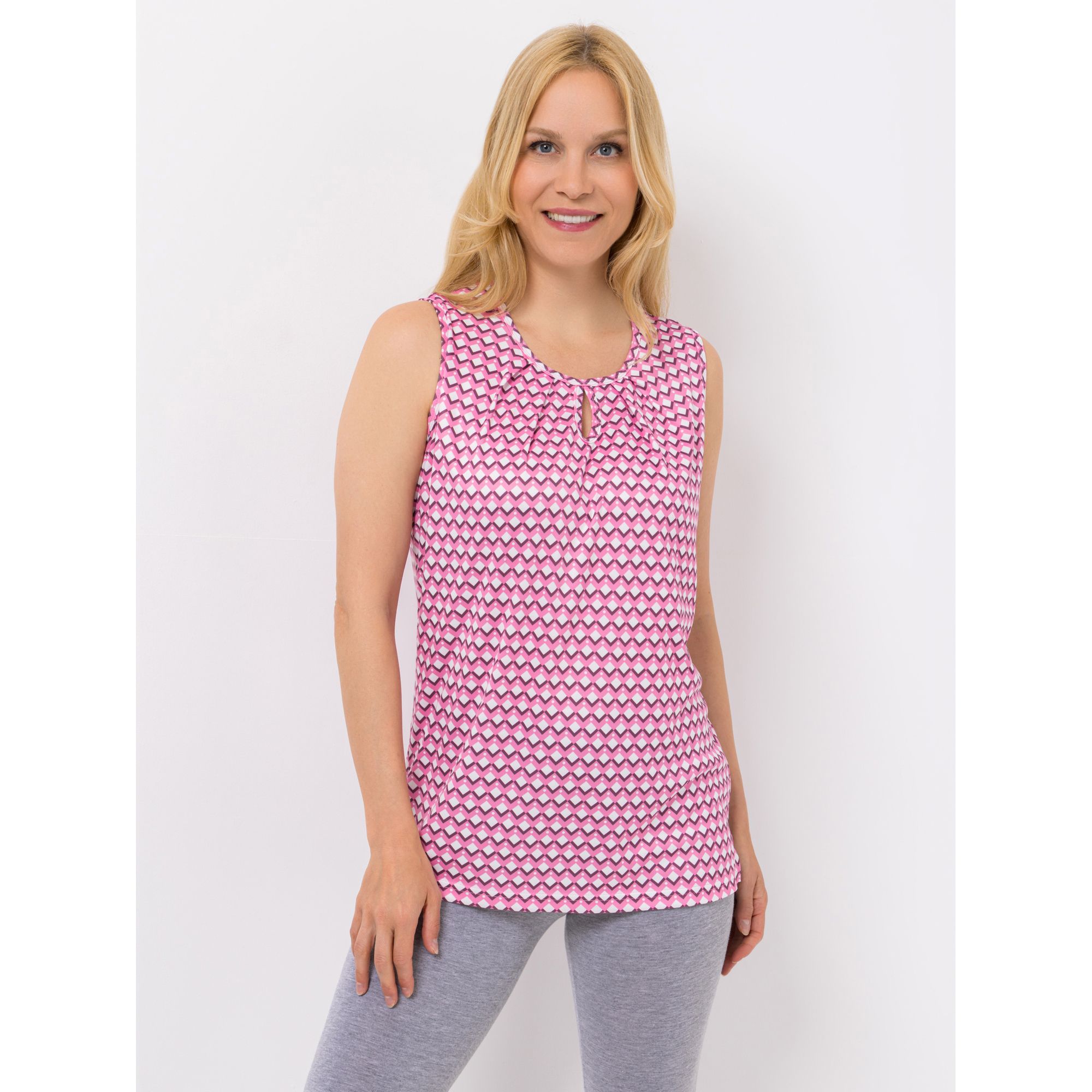 JERYMOOD HOMEWEAR Top, ohne Arm Mikrofaser Allover-Print Raffung am Ausschnitt