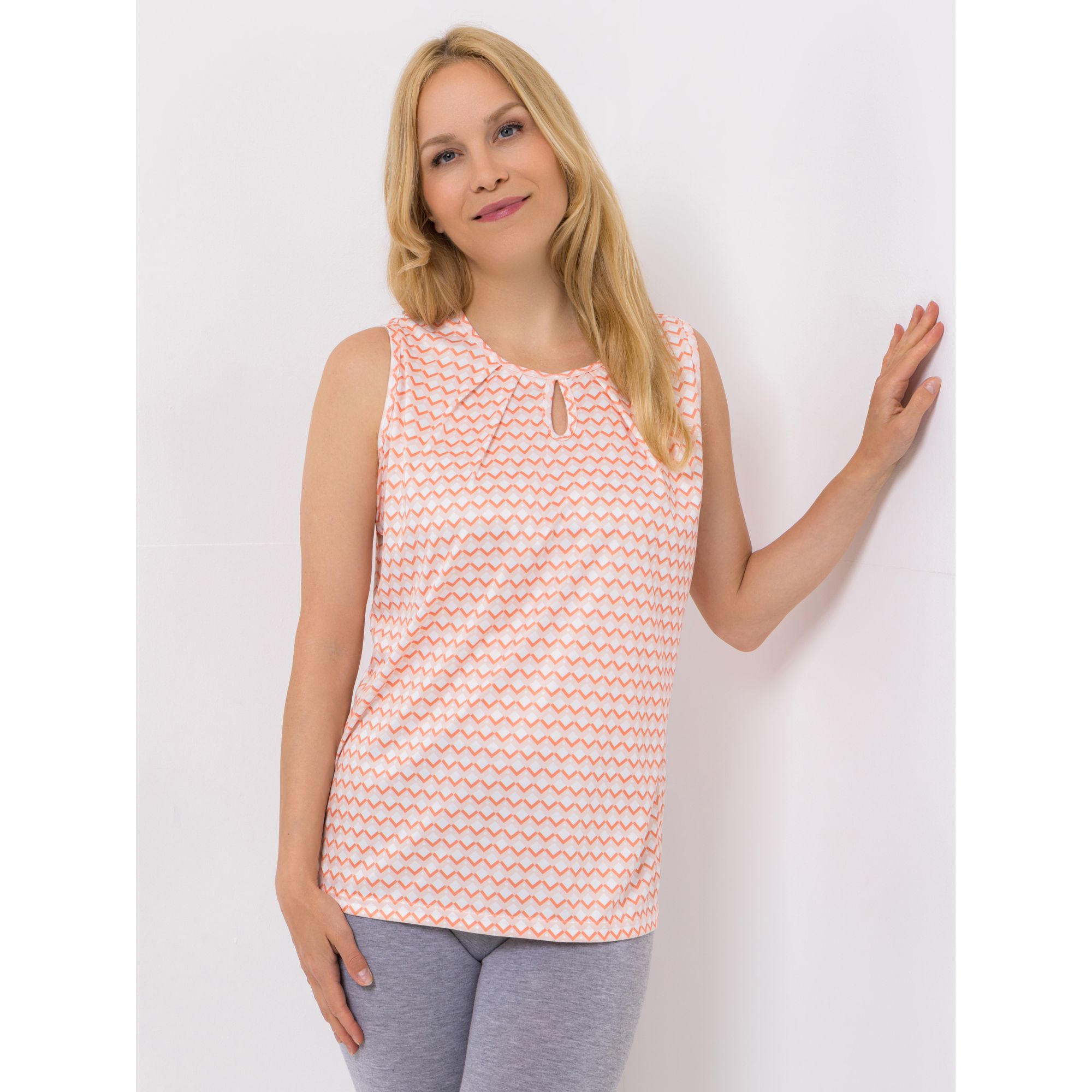 JERYMOOD HOMEWEAR Top, ohne Arm Mikrofaser Allover-Print Raffung am Ausschnitt
