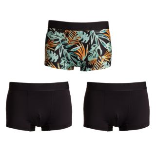 MEN'S TOUCH Boxershorts 3er-Pack Webgummibund 2x uni, 1x bedruckt