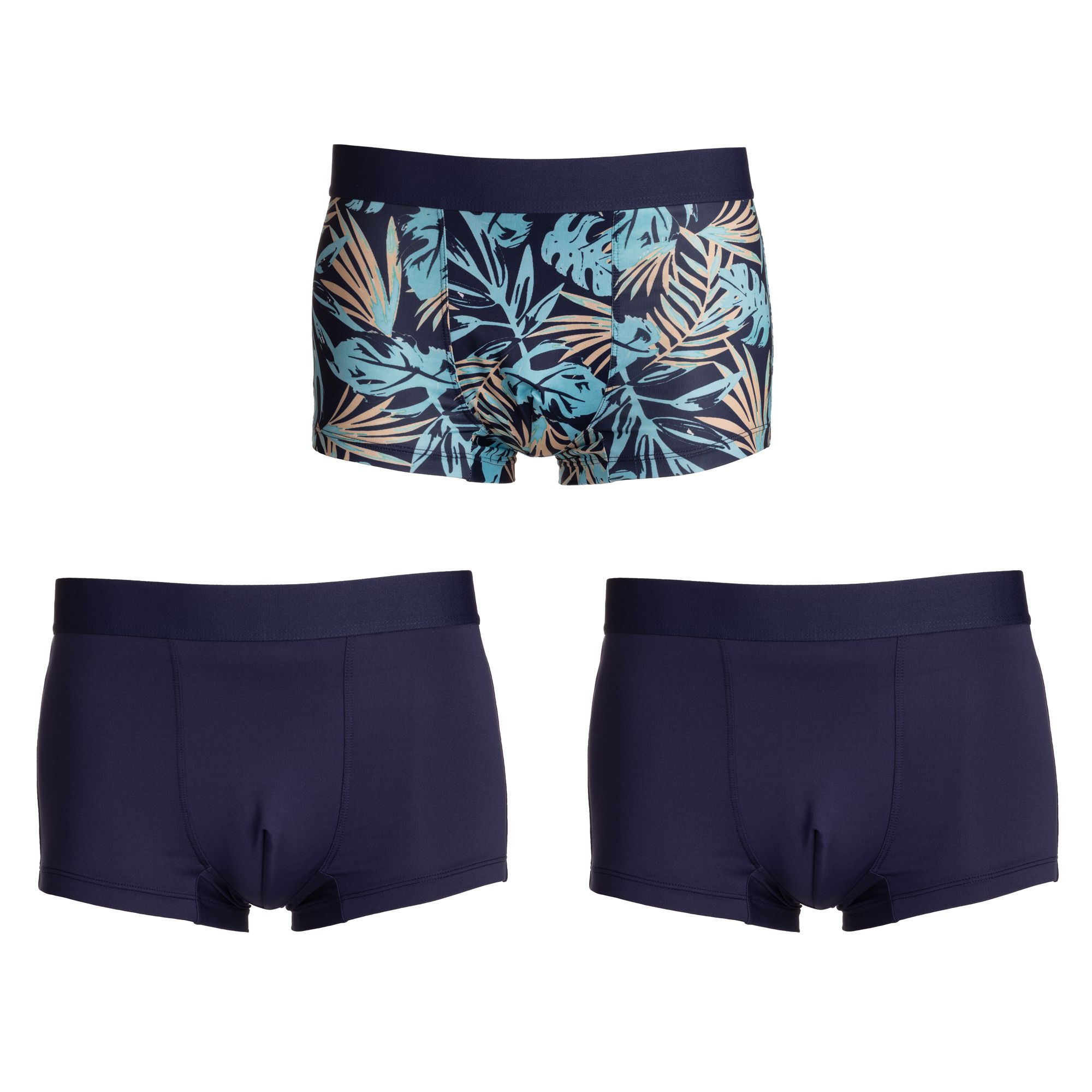 MEN'S TOUCH Boxershorts 3er-Pack Webgummibund 2x uni, 1x bedruckt