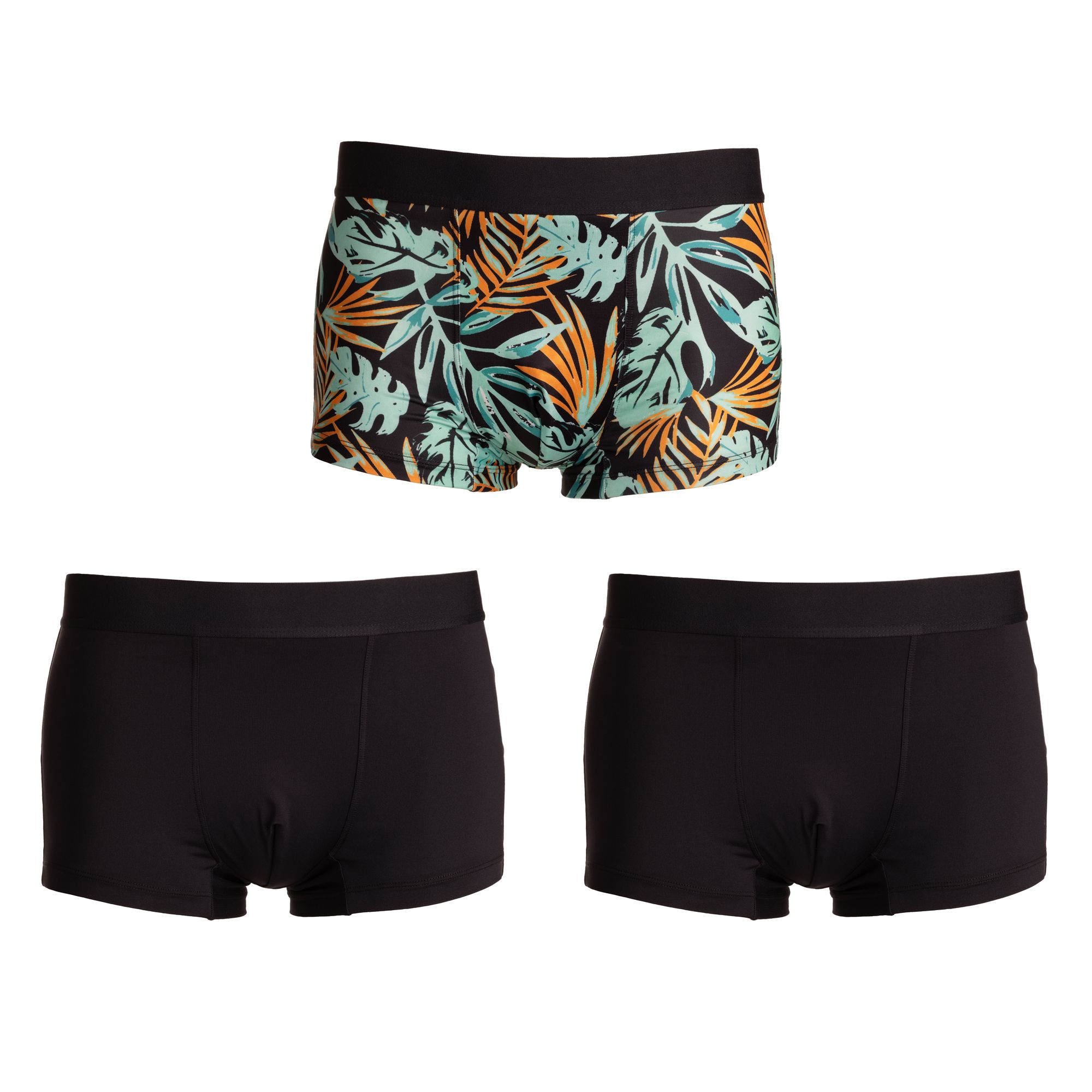 MEN'S TOUCH Boxershorts 3er-Pack Webgummibund 2x uni, 1x bedruckt