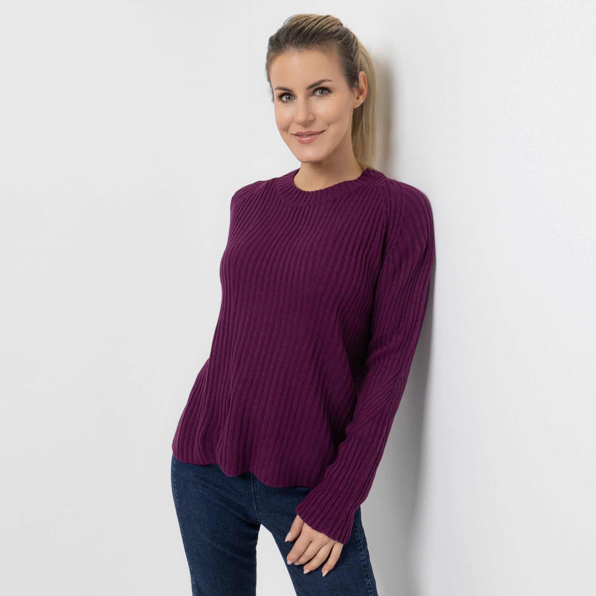 CASHMASOFT Pullover Cashmeregriff Rippen-Design Rippbundabschlüsse