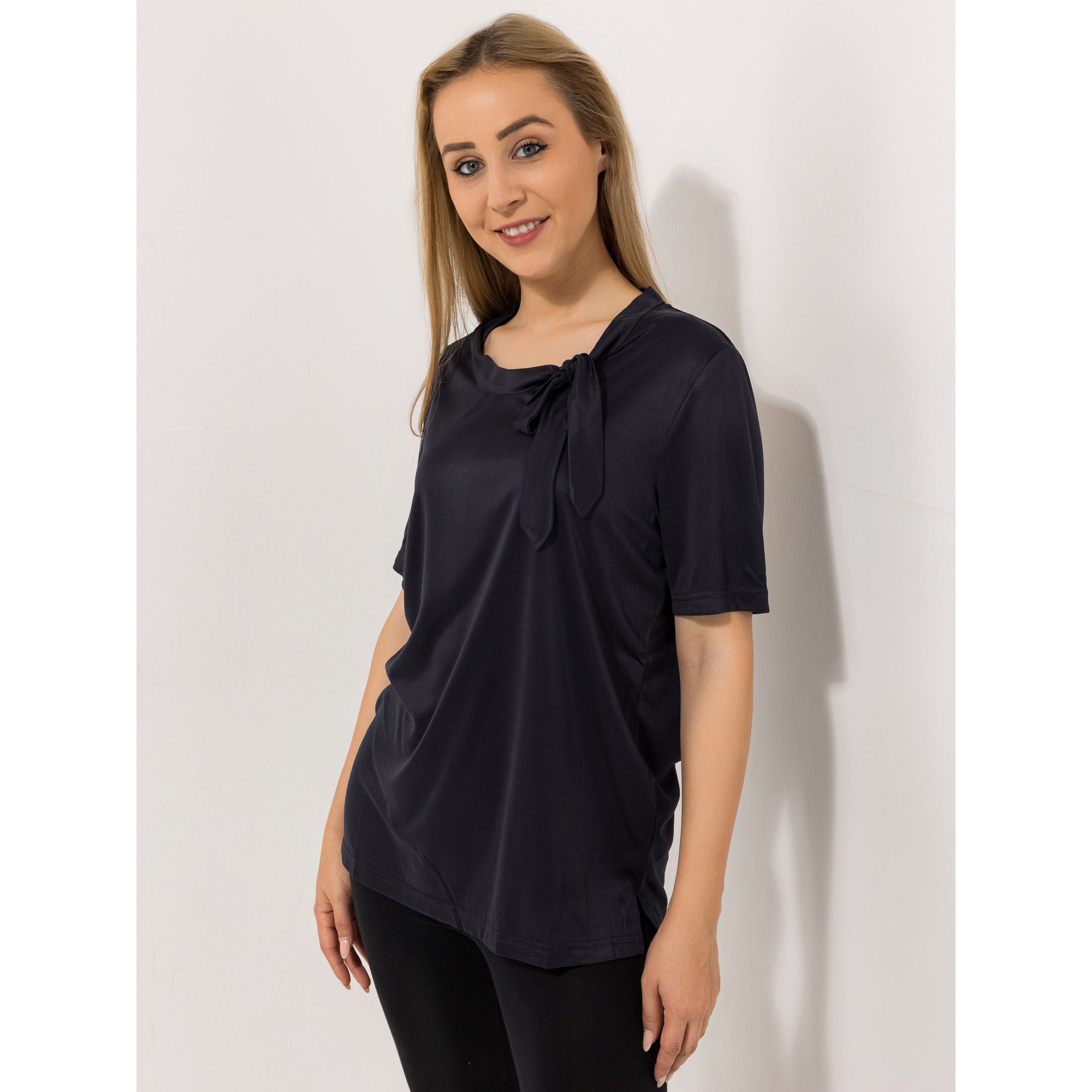 JERYMOOD HOMEWEAR Shirt, 1/2-Arm Mikrofaser Rundhalsausschnitt Schleifen-Detail