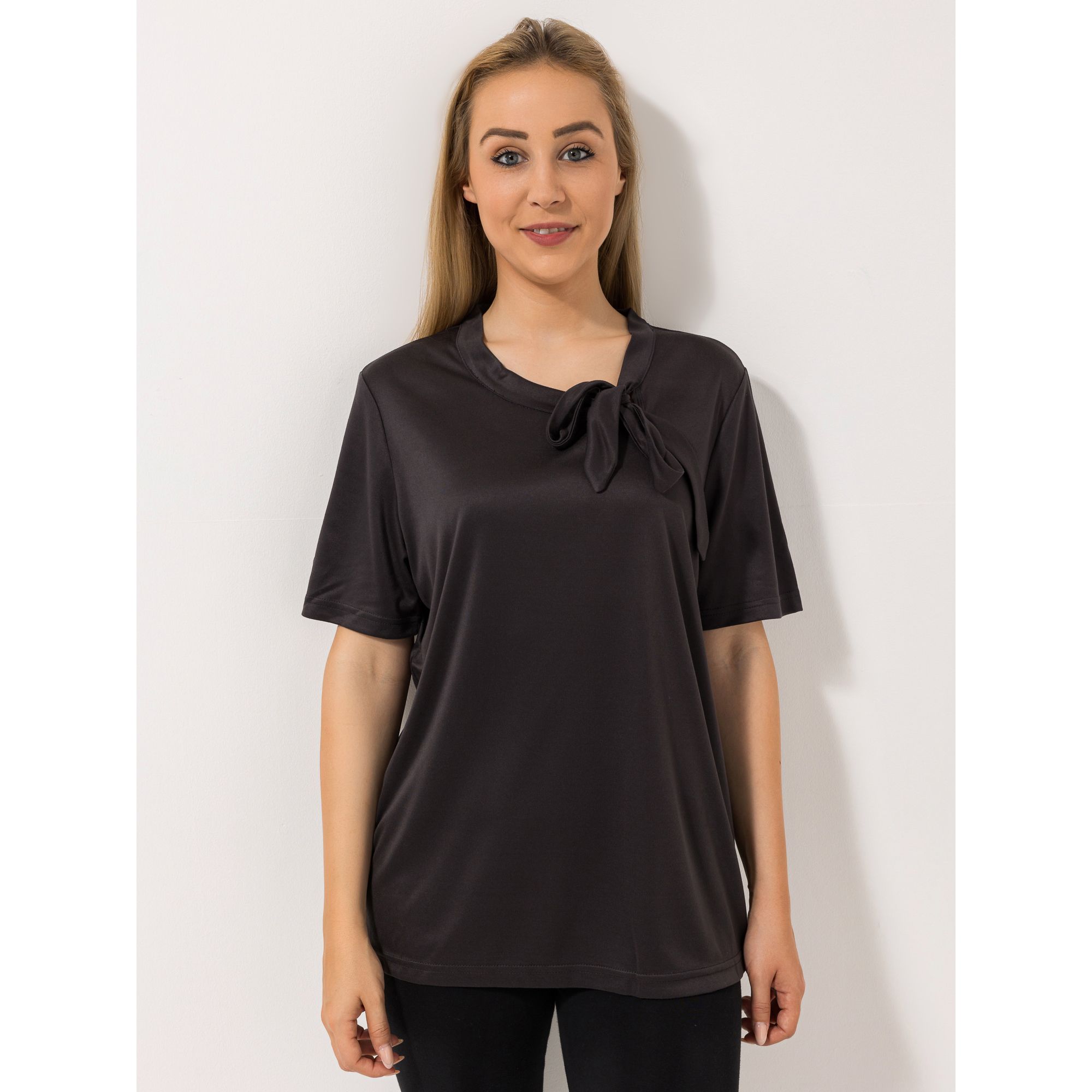 JERYMOOD HOMEWEAR Shirt, 1/2-Arm Mikrofaser Rundhalsausschnitt Schleifen-Detail