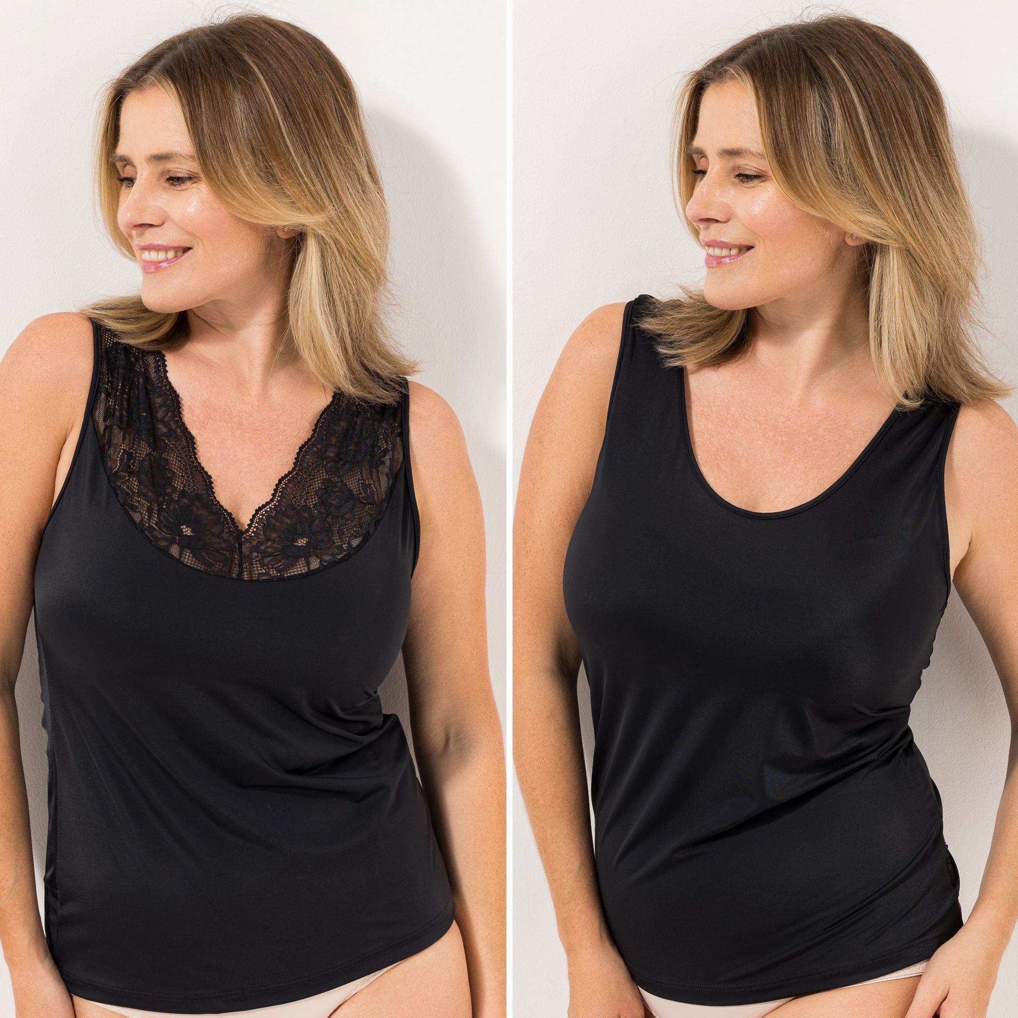 LITTLE ROSE 2 Tops Mikrofasermischung 1x uni 1x Spitze