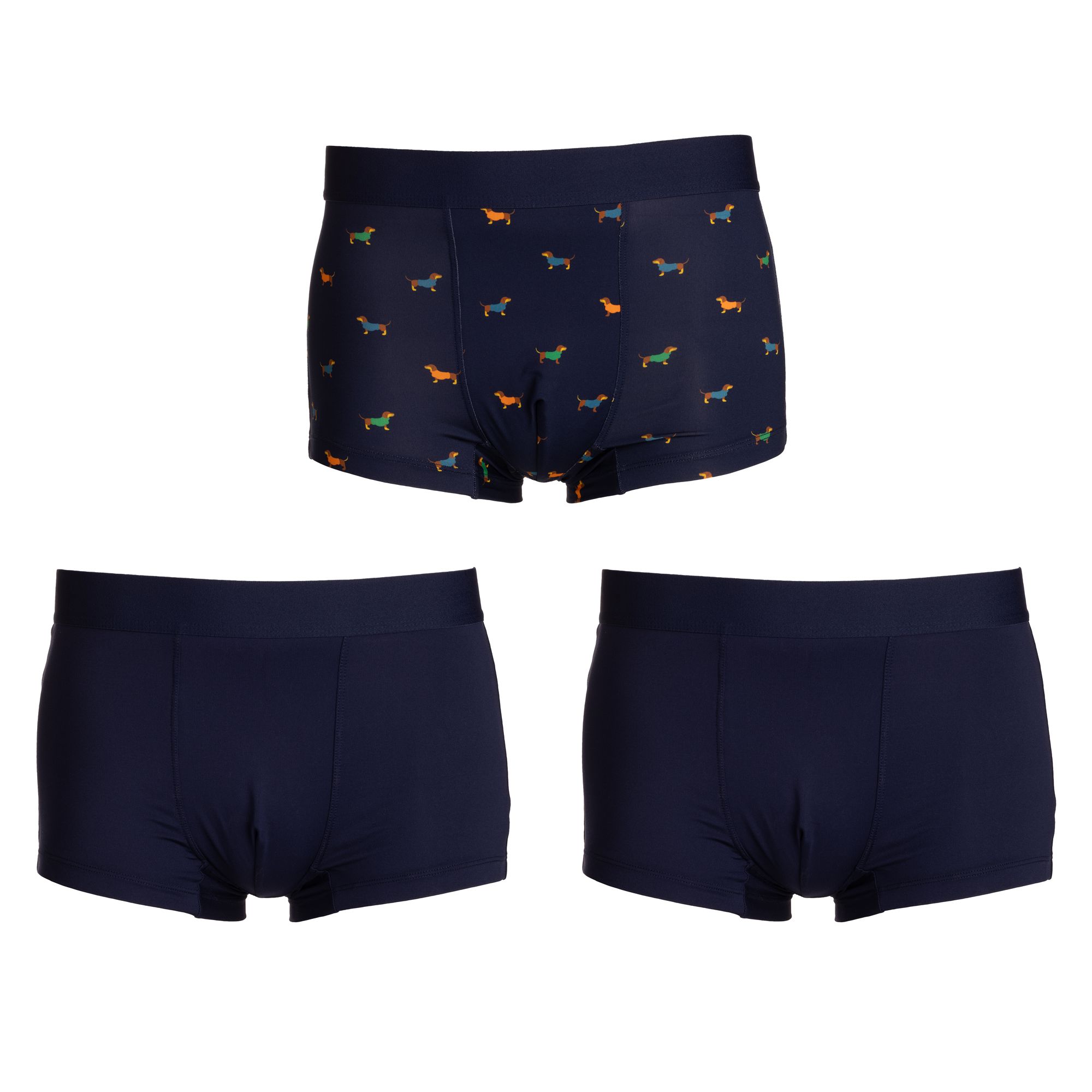MEN'S TOUCH 3-er Pack Boxershorts Mikrofaser Webgummibund 2x uni, 1x bedruckt