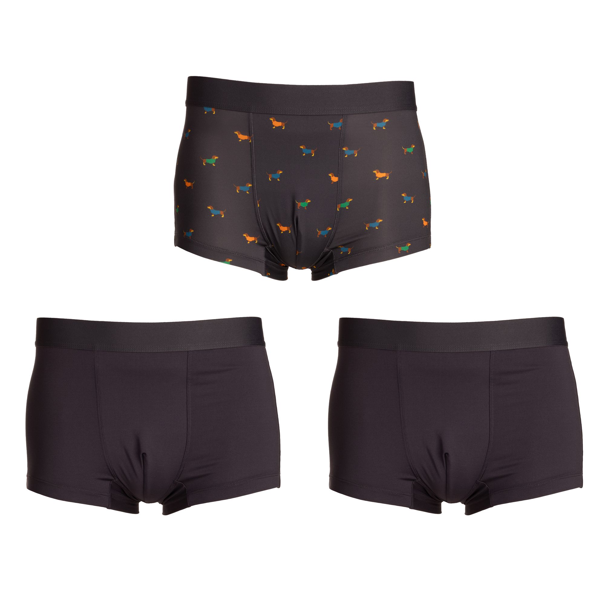 MEN'S TOUCH 3-er Pack Boxershorts Mikrofaser Webgummibund 2x uni, 1x bedruckt