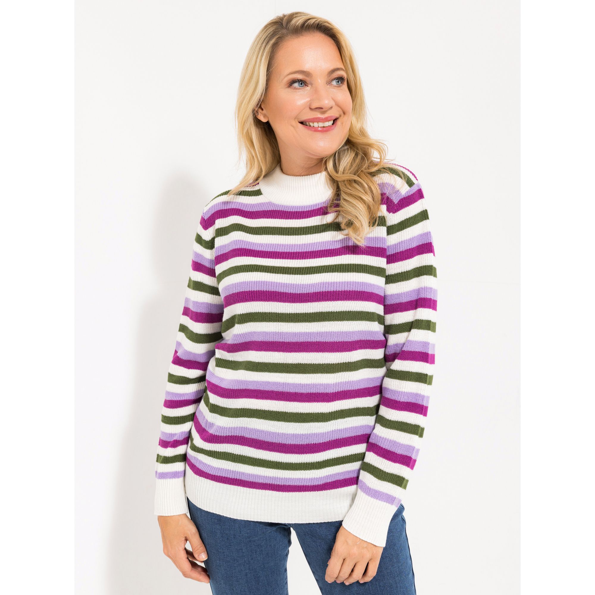 CASHMASOFT Pullover, 1/1-Arm Stehkragen gestreift figurumspielend