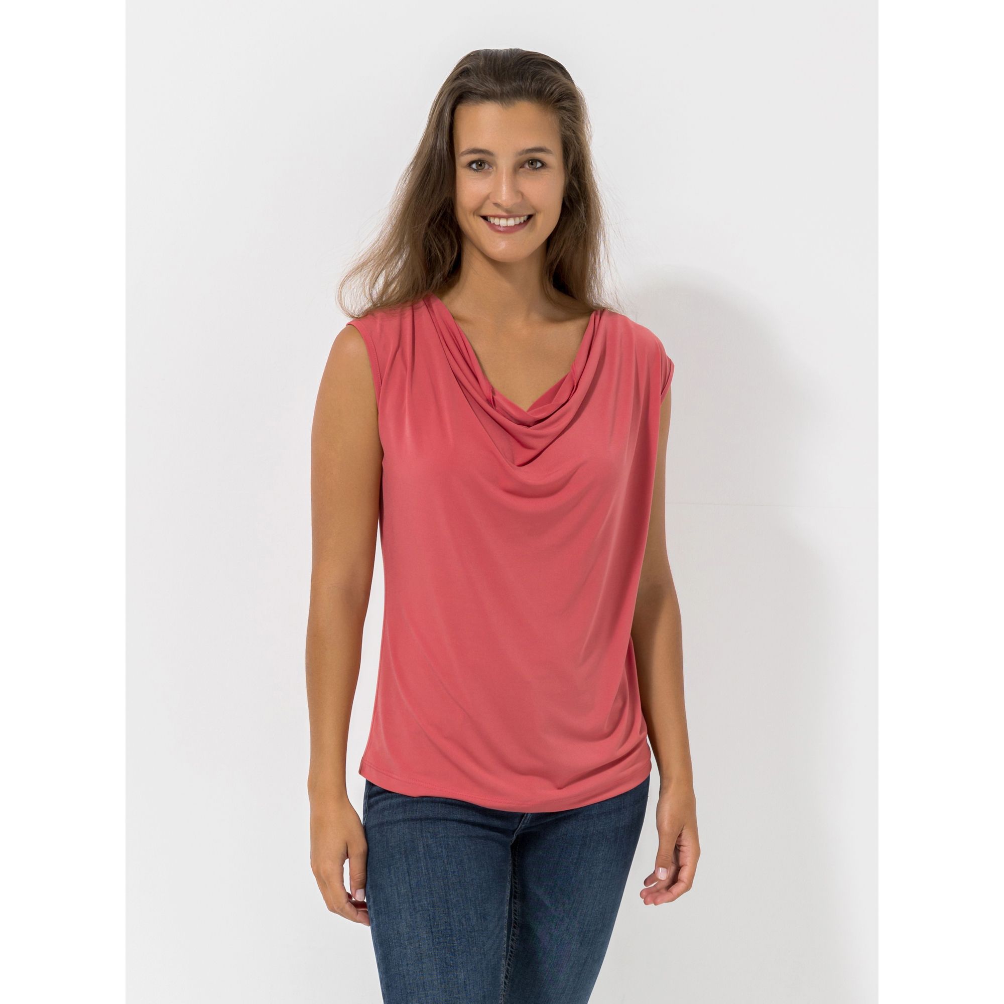 VIA MILANO Shirt 1/2-Arm Wasserfallausschnitt figurumspielend