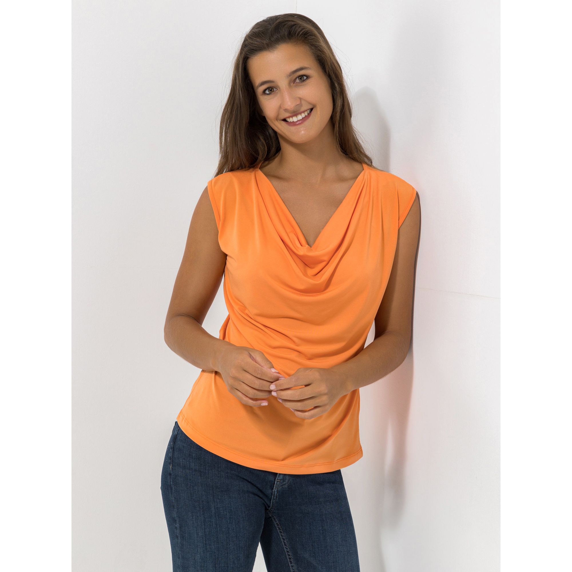 VIA MILANO Shirt 1/2-Arm Wasserfallausschnitt figurumspielend