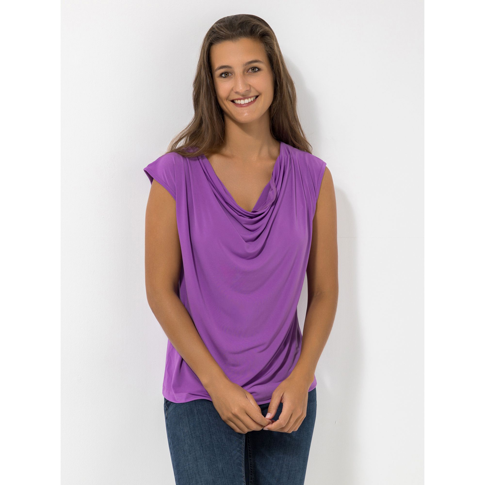 VIA MILANO Shirt 1/2-Arm Wasserfallausschnitt figurumspielend