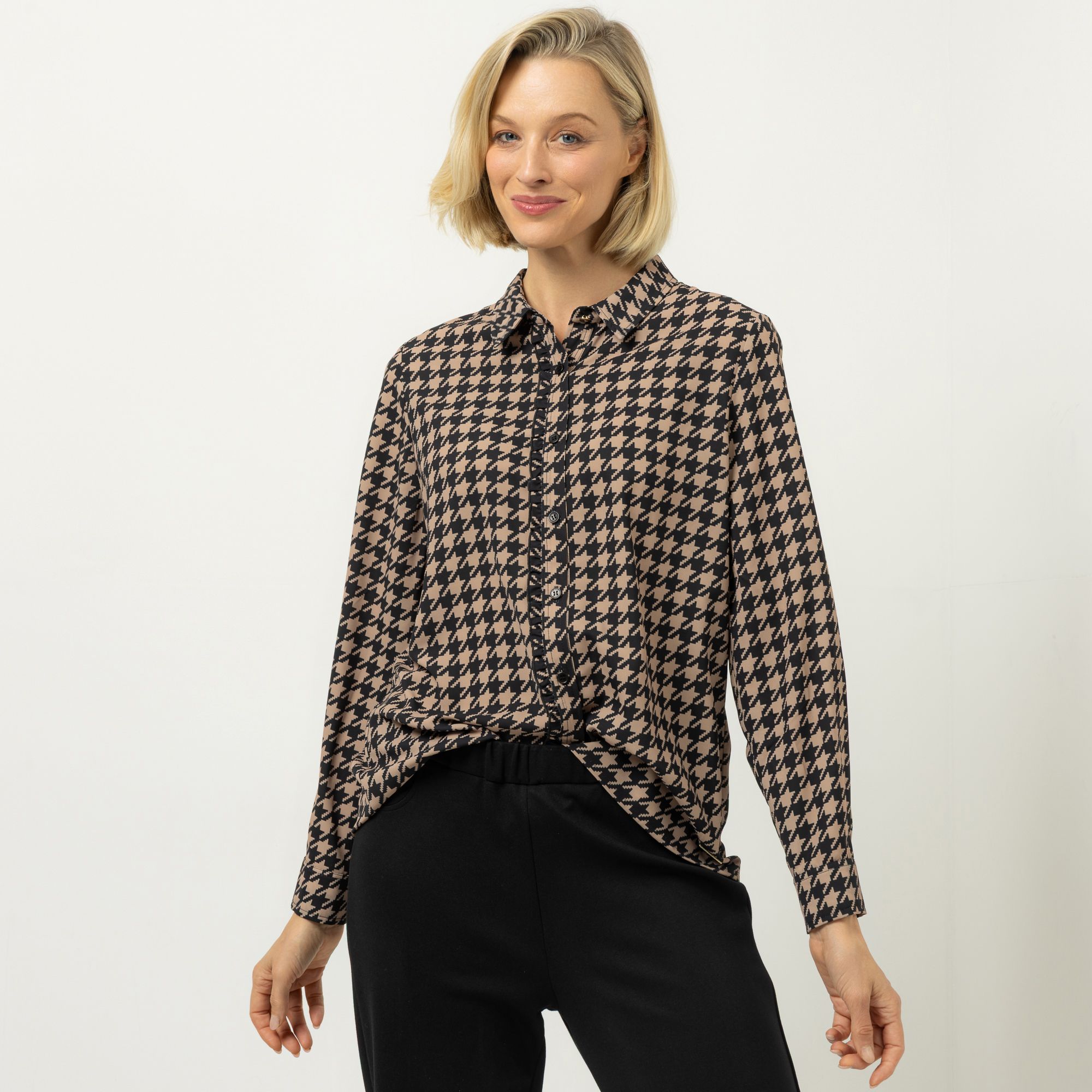 AMINATI® Bluse, langarm Knopfleiste Rüschen-Details Allover-Druck