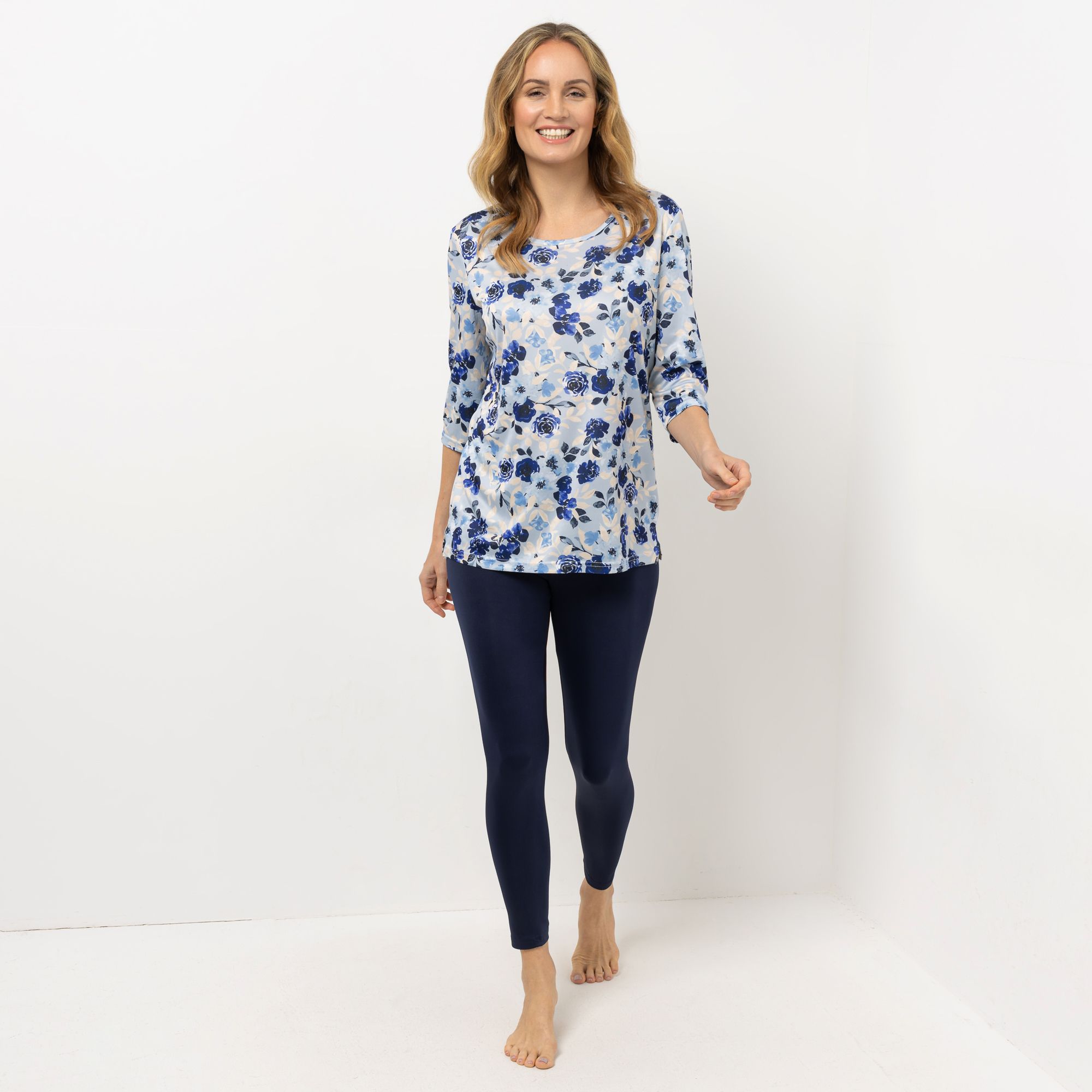 LITTLE ROSE Pyjama-Set Mikrofaser Longshirt, 3/4-Arm Leggings, 1/1-Länge