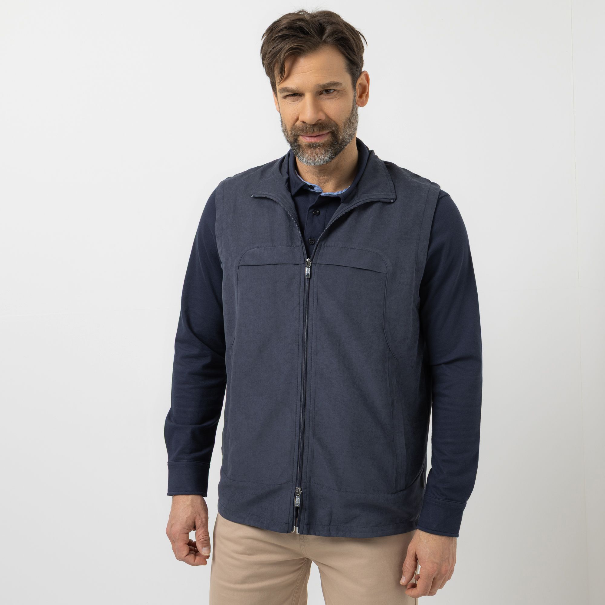 MEN'S TOUCH Weste ohne Arm Stehkragen 2-Wege-Reißverschluss