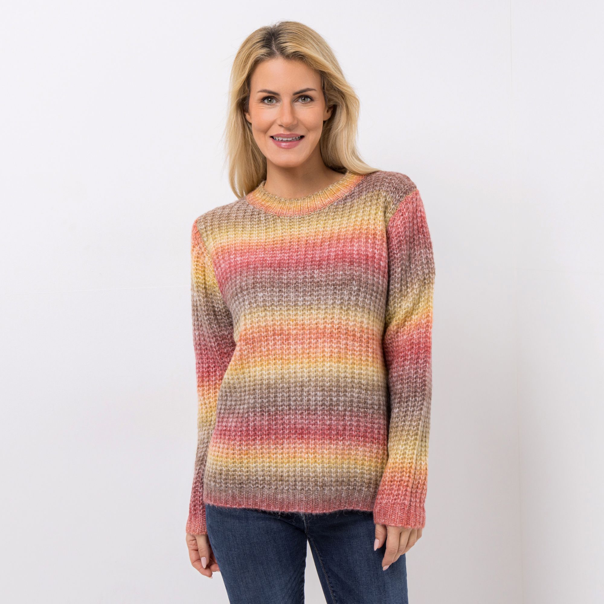 CASHMASOFT Pullover Rundhalsausschnitt Cashmeregriff gestreift