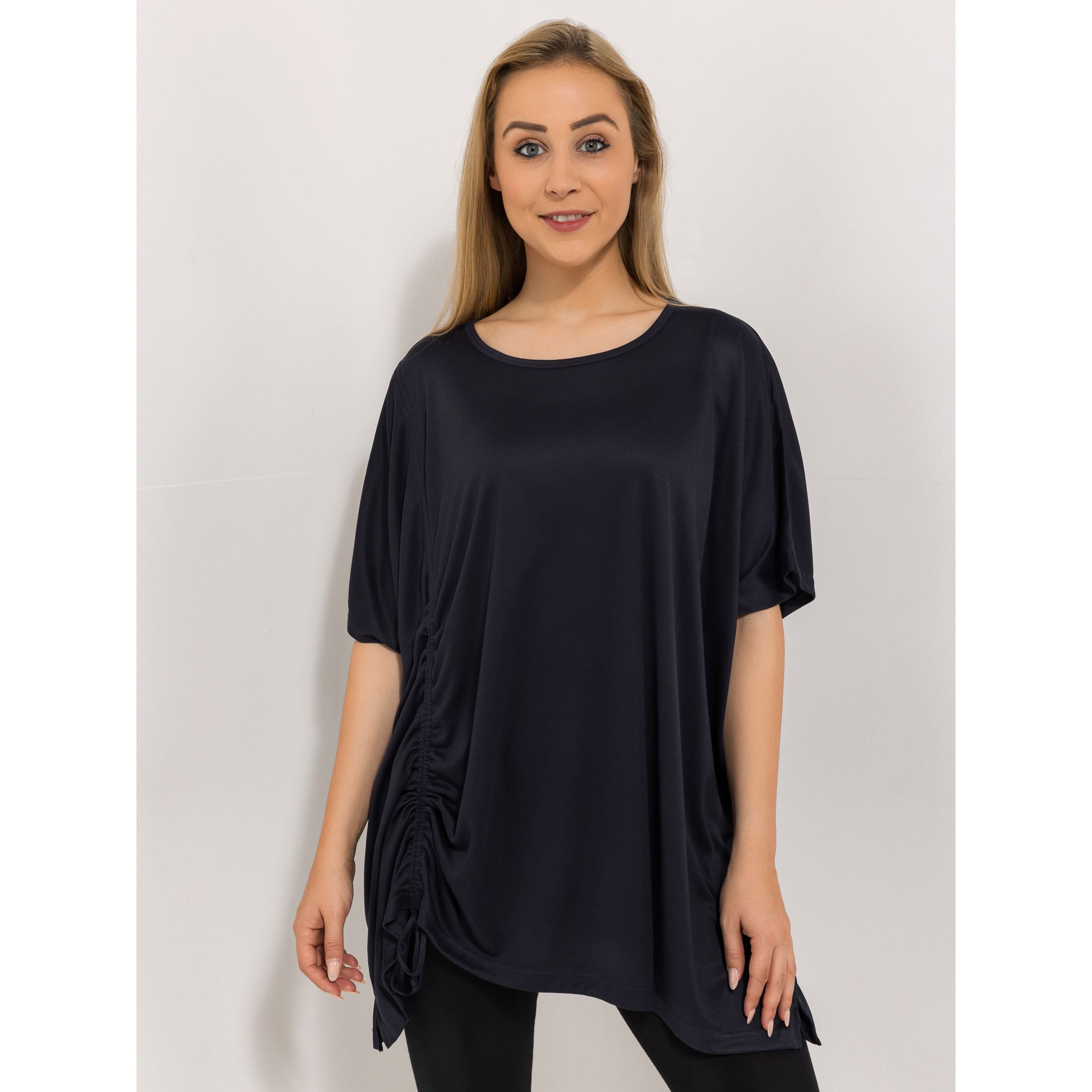 JERYMOOD HOMEWEAR Ponchoshirt Mikrofaser Kordelzug-Detail Rundhalsausschnitt