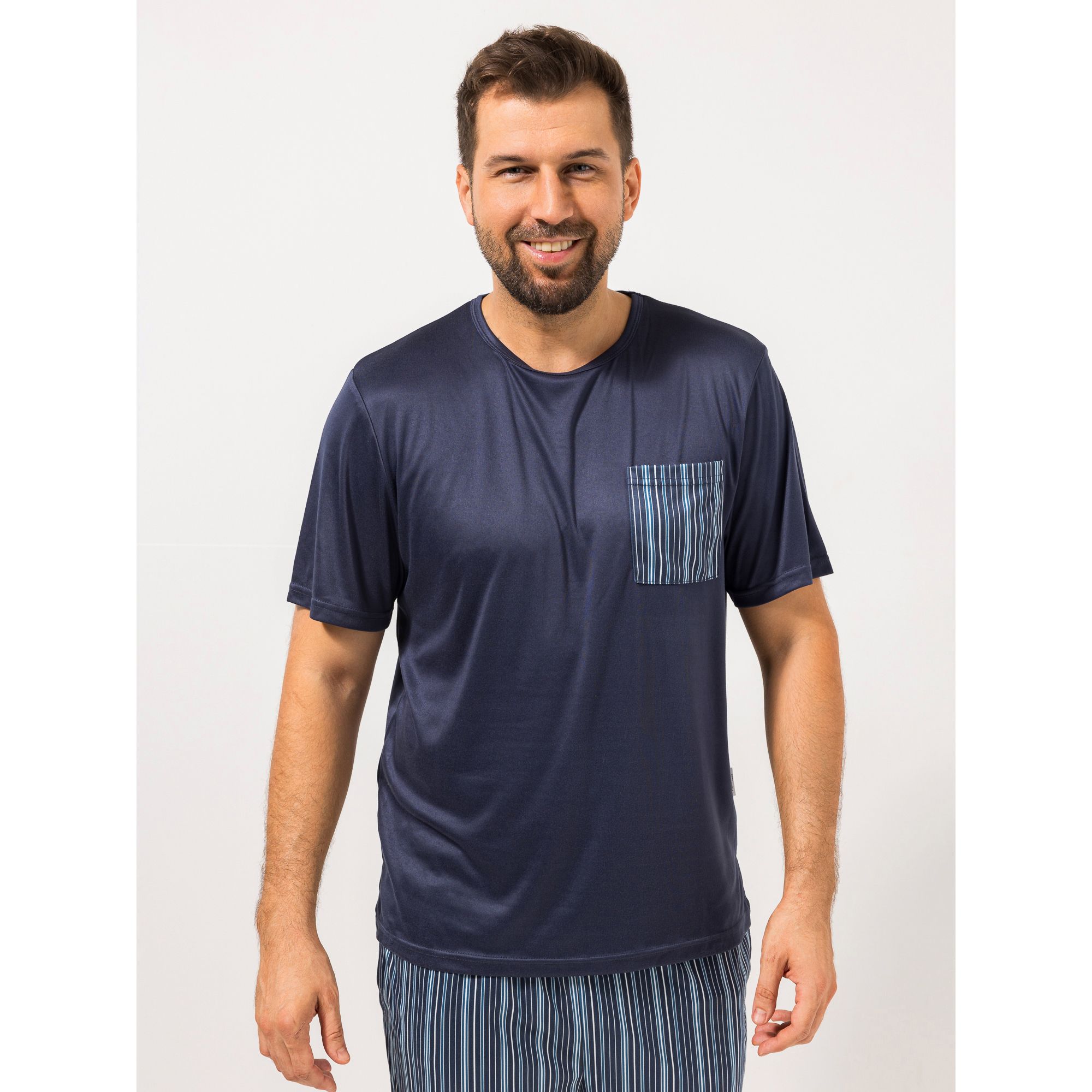 MEN'S TOUCH Shirt, 1/2-Arm Mikrofaser Brusttasche Seitenschlitze