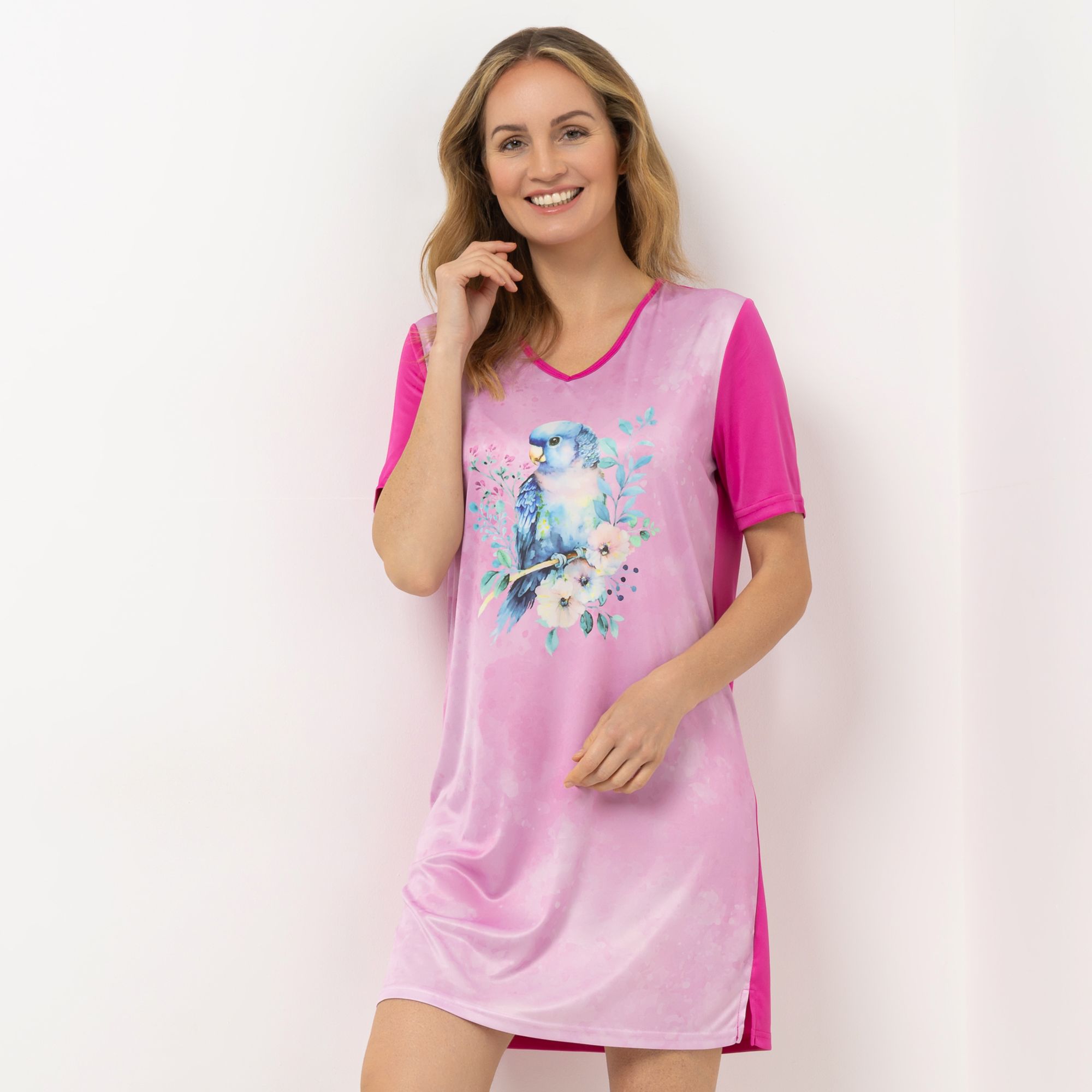 LITTLE ROSE Big Shirt, 1/2-Arm Mikrofaser V-Ausschnitt bedruckt