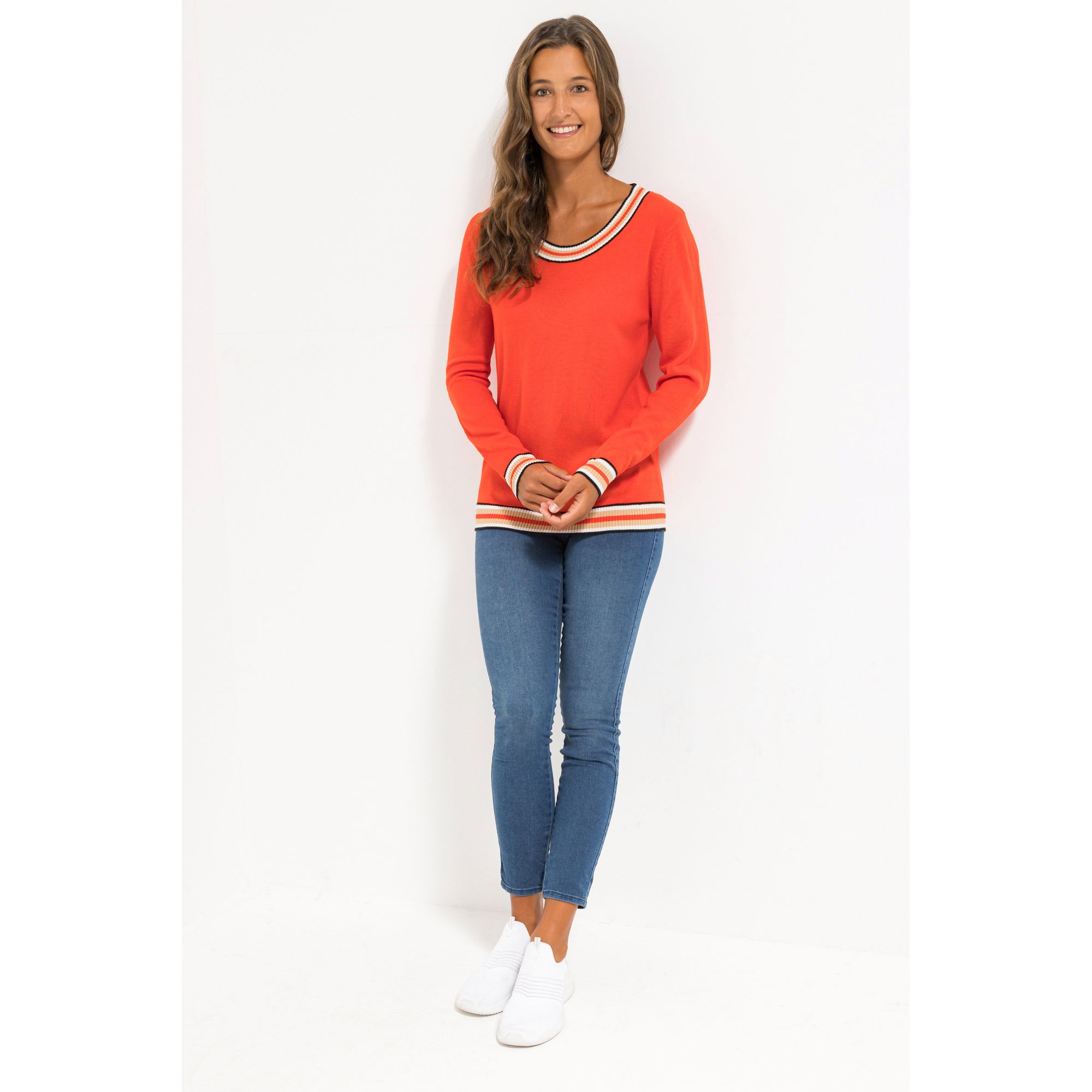 CASHMASOFT Pullover, 1/1-Arm Cashmeregriff Rundhalsausschnitt Kontrastbündchen