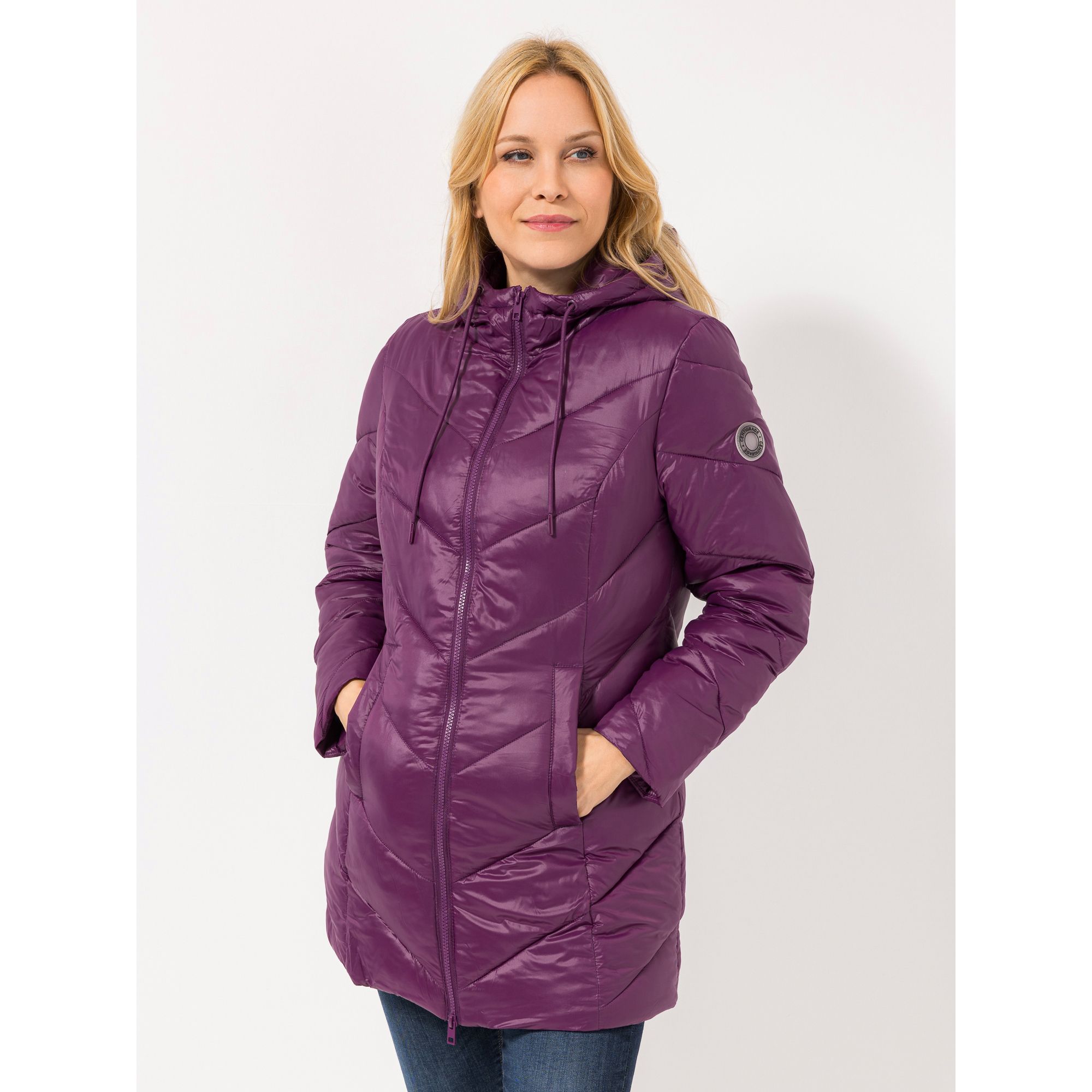 CENTIGRADE Steppjacke angeschnittene Kapuze 2-Wege-Zipper Einschubtaschen