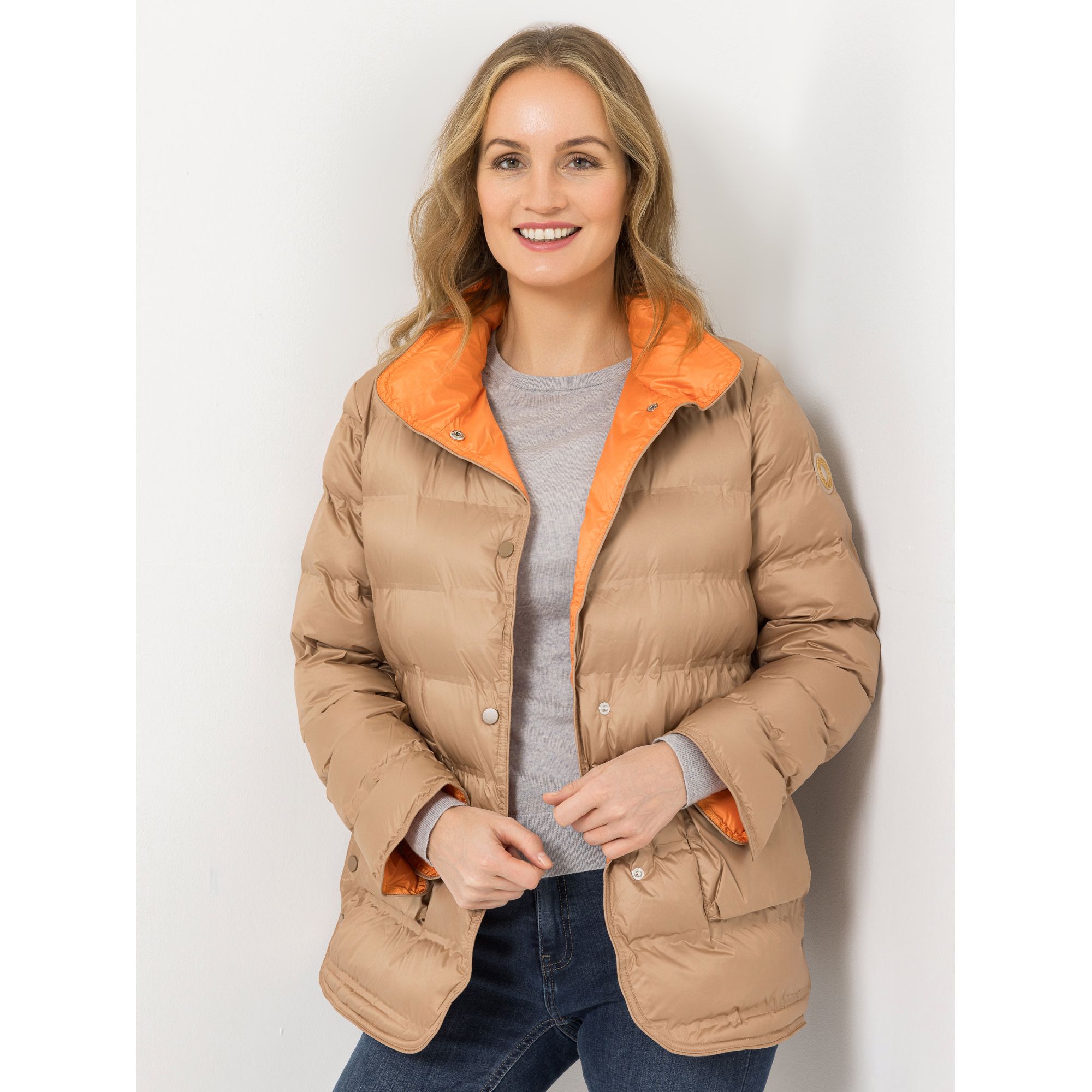 CENTIGRADE Steppjacke breiter Stehkragen Druckknopfleiste Seitenschlitze